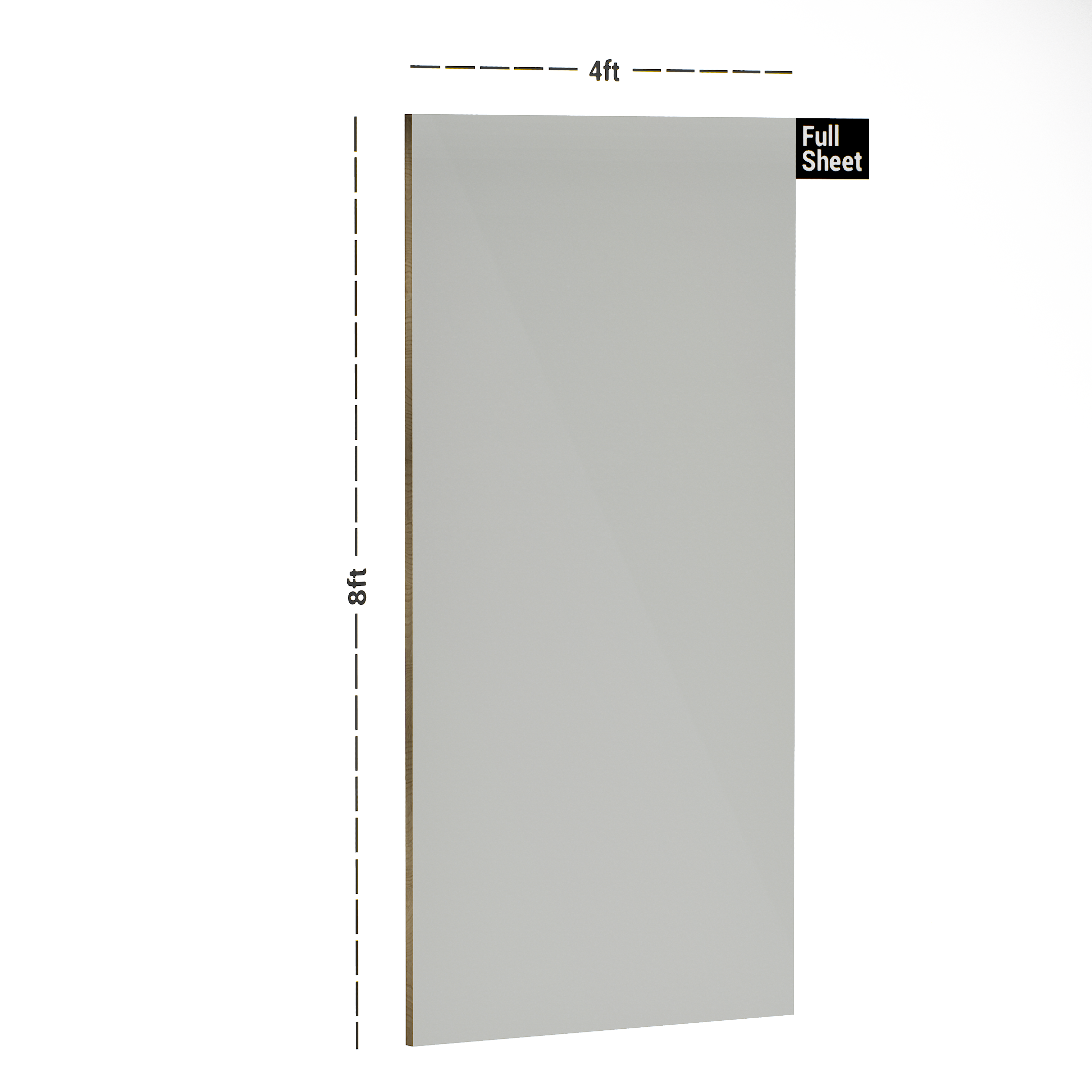 Dimension image of R 502 8 ft x 4 ft Superiority 6H+ Anti Scratch Acrylic Laminate - 1 mm in an isometric setup | Material Depot