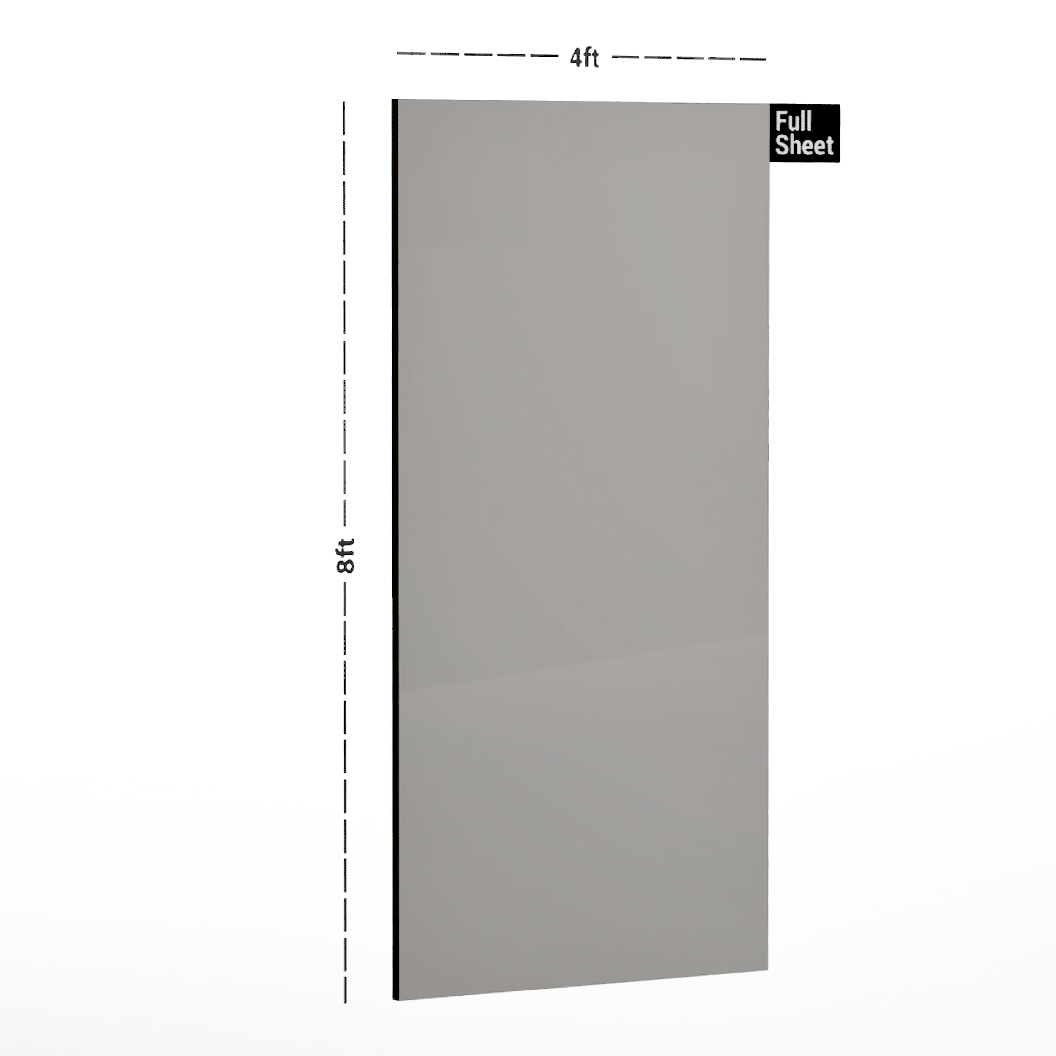 Dimension image of CF 53005 8 ft x 4 ft Glossy Finish Assort Color Fit Laminate - 1 mm in an isometric setup | Material Depot