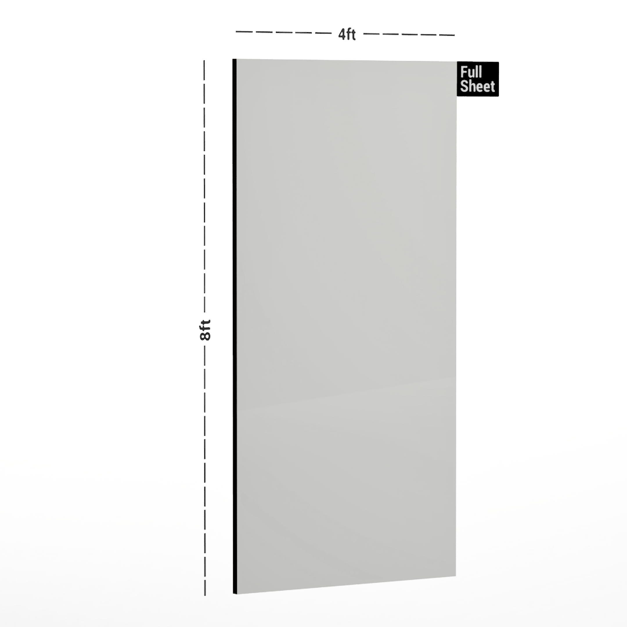 Dimension image of G 302/1302 Polar White 8 ft x 4 ft Off White Beige Tone Finish Laminate - 1 mm | Matching Rehau Edgeband Code - (110140) in an isometric setup | Material Depot