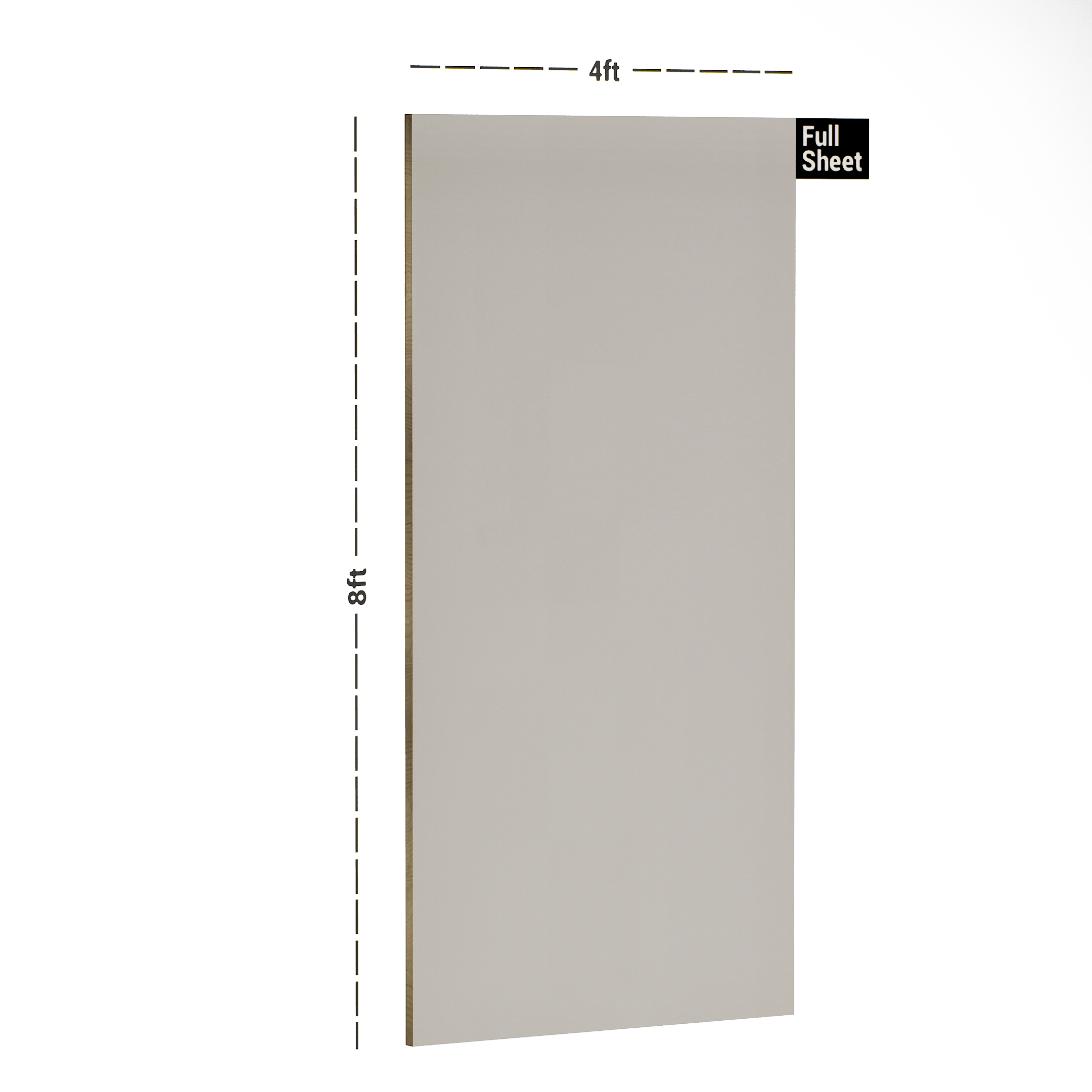 Dimension image of LT 9111 Irish Cream 8 ft x 4 ft Leather Finish Laminate - 1 mm in an isometric setup | Material Depot