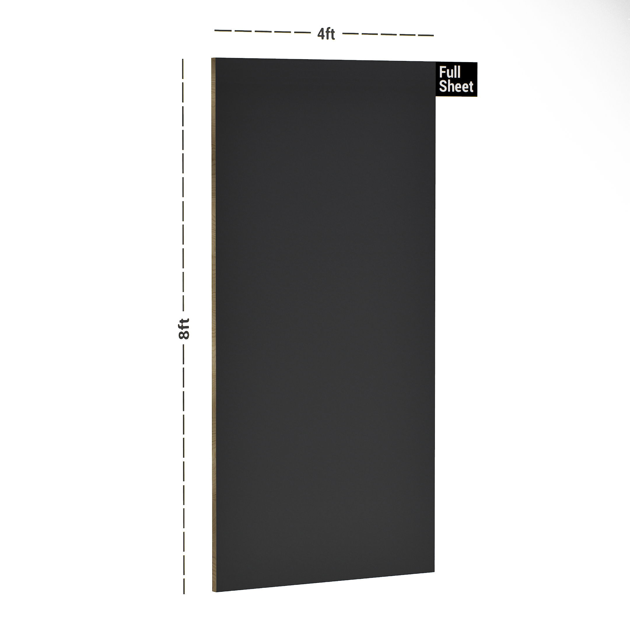 Dimension image of 247 A12 Slate Grey 8 ft x 4 ft Solid Colors Finish Laminate - 1 mm in an isometric setup | Material Depot