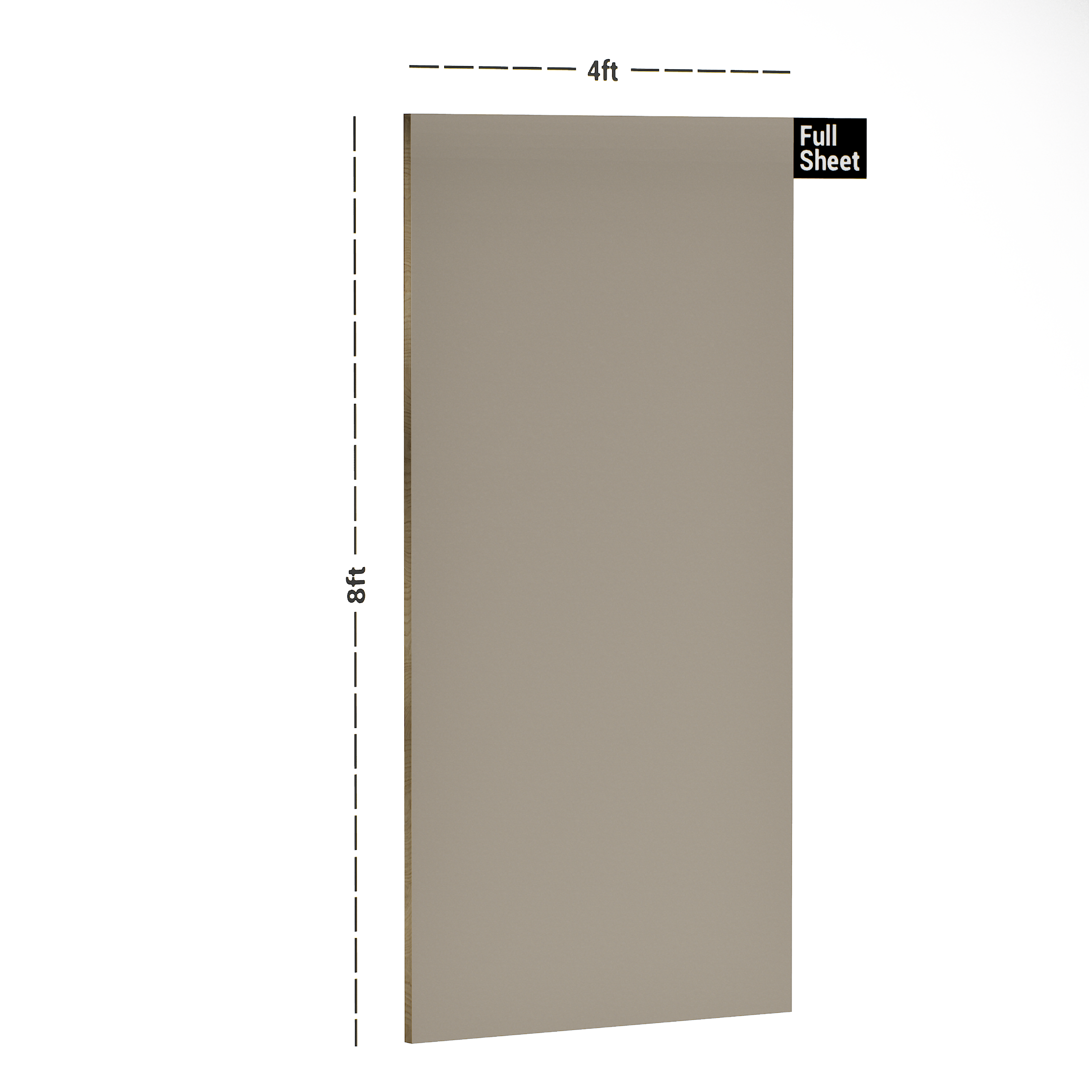 Dimension image of UM 211 Nut Brown 8 ft x 4 ft Solid Matt Finish 8H Antiscratch Laminates - 1.5 mm in an isometric setup | Material Depot