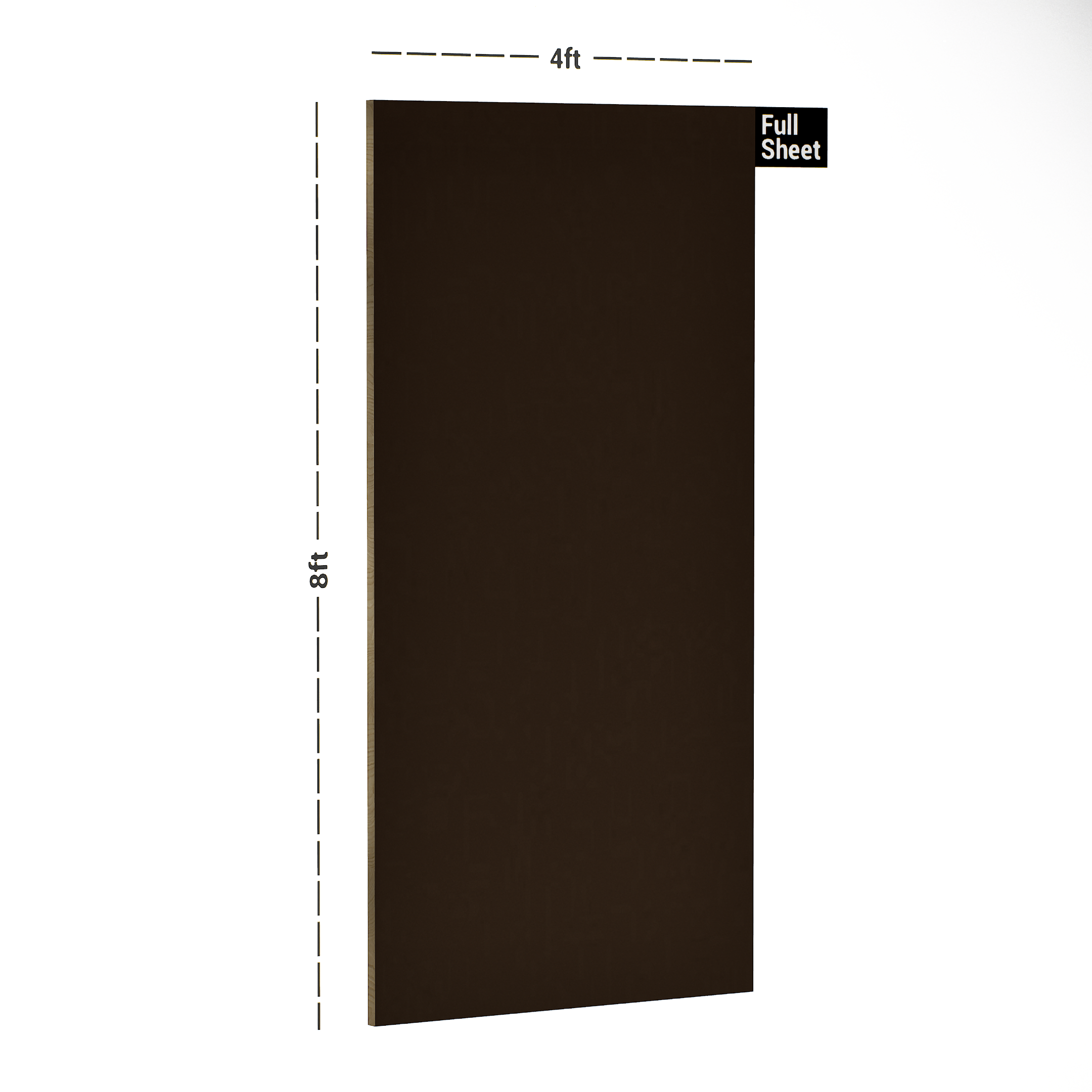 Dimension image of 217 SG Georgia Latte 8 ft x 4 ft Super Mirror Metallic Finish Laminate - 1 mm in an isometric setup | Material Depot