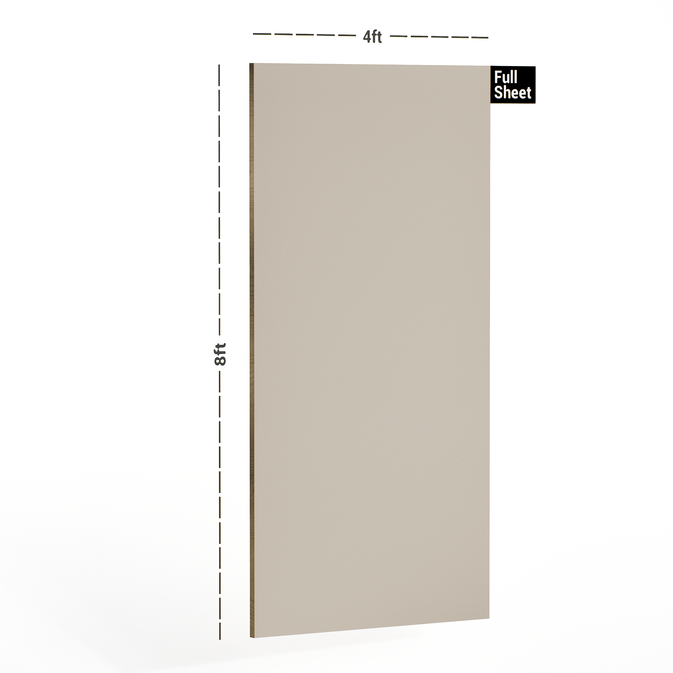 Dimension image of 426 8 ft x 4 ft Petg Finish PVC Laminate - 1 mm in an isometric setup | Material Depot