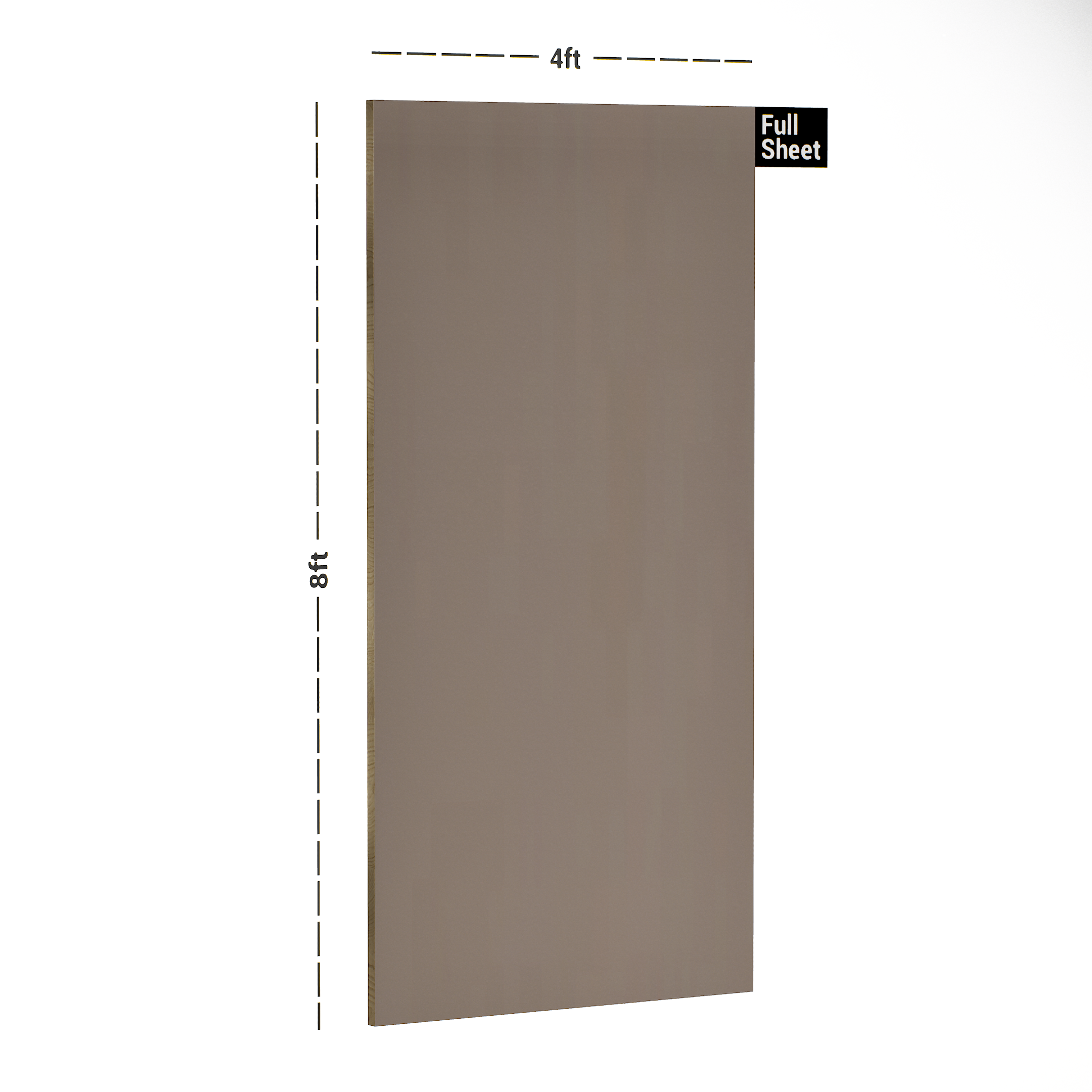 Dimension image of 180 SMT Cool Earth 8 ft x 4 ft Satin Matt Finish Luxe Series Laminate - 1 mm in an isometric setup | Material Depot