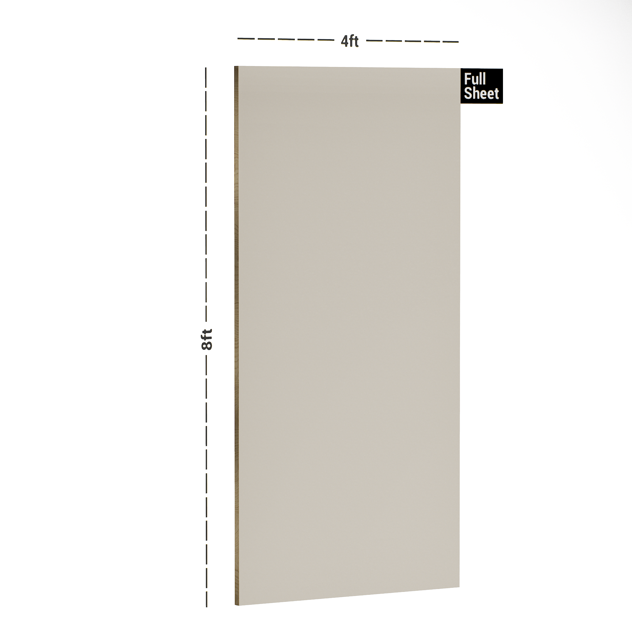 Dimension image of SA 106 Lime Creme 8 ft x 4 ft High Gloss Finish 6H Anti Scratch Acrylic Laminate - 1.5 mm in an isometric setup | Material Depot