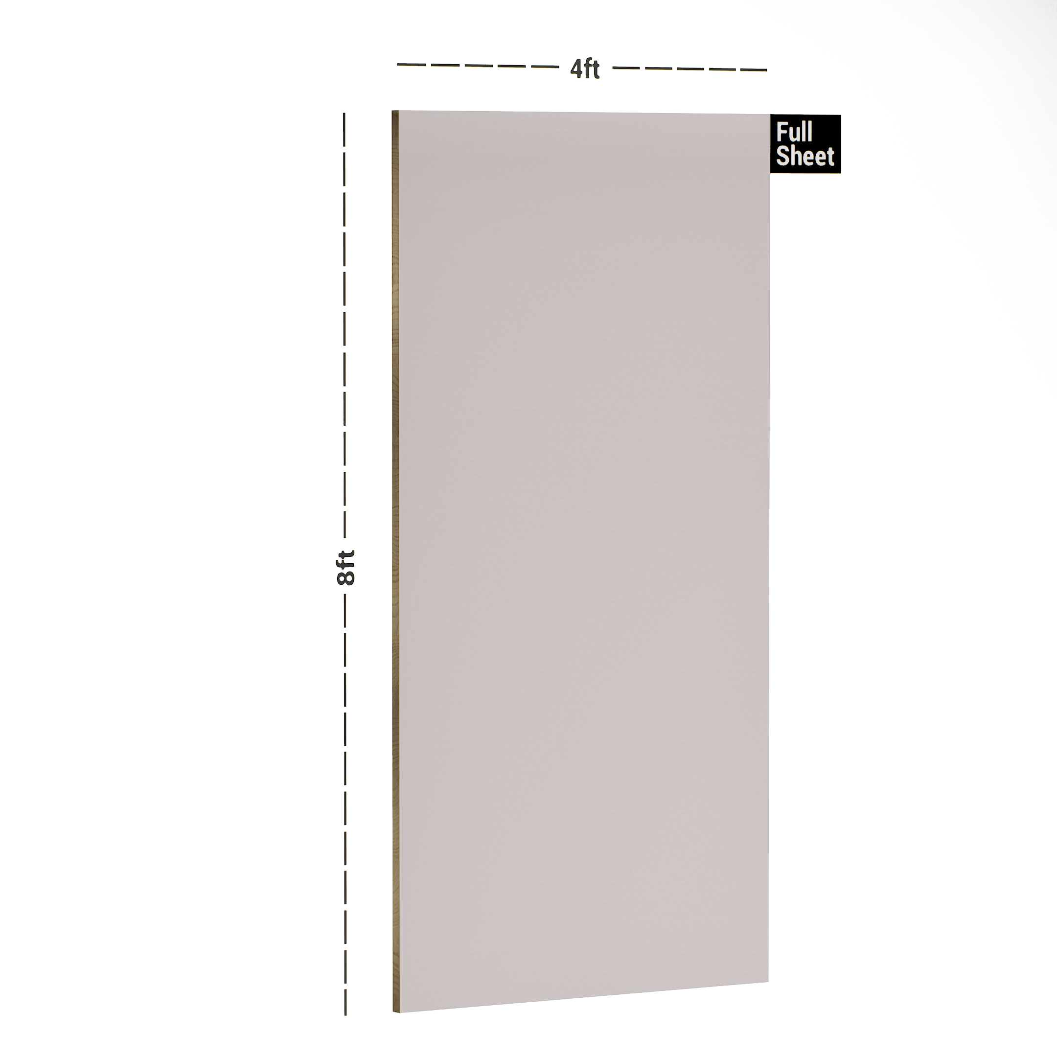 Dimension image of SA 121 Perfect Pink 8 ft x 4 ft High Gloss Finish 6H Anti Scratch Acrylic Laminate - 1.5 mm in an isometric setup | Material Depot