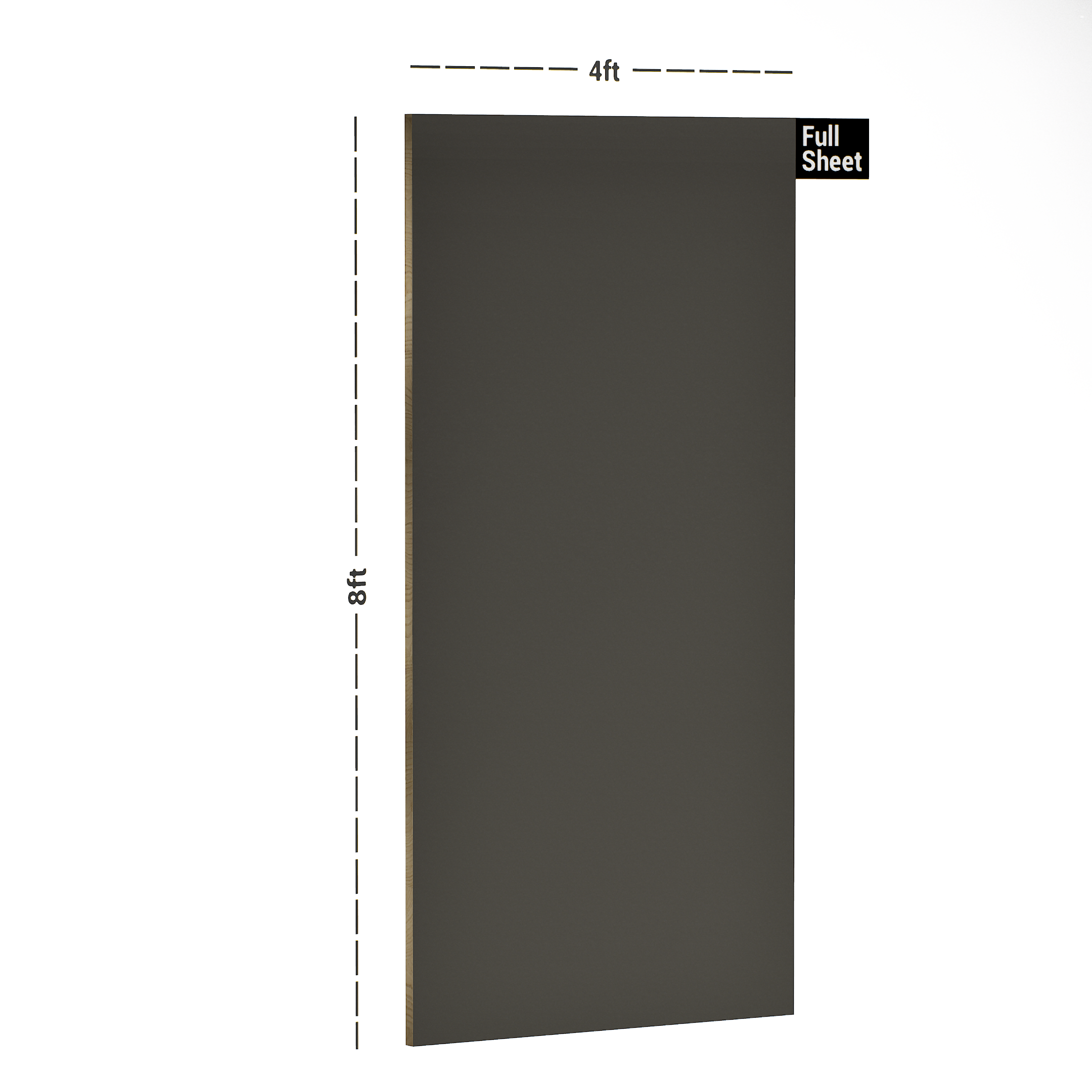 Dimension image of SA 223  Teen Grey 8 ft x 4 ft Metallic Finish 6H Anti Scratch Acrylic Laminate - 1.5 mm in an isometric setup | Material Depot