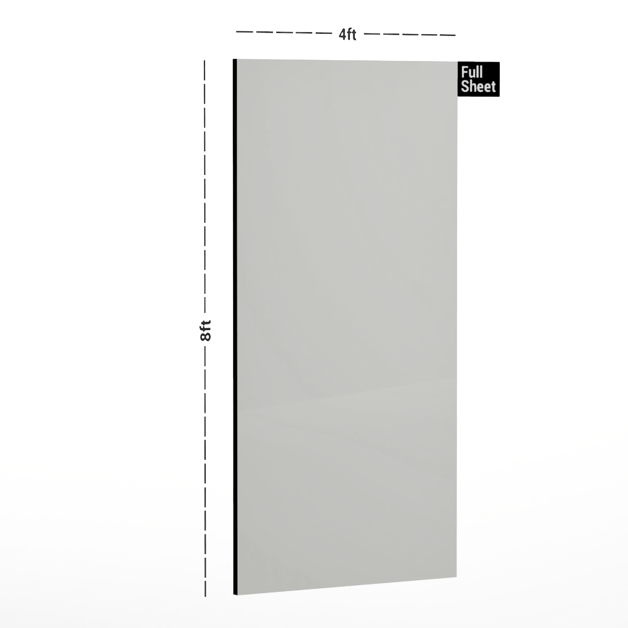 Dimension image of LM 00190 HT Everest White 8 ft x 4 ft Decorative Laminate - 1 mm in an isometric setup | Material Depot