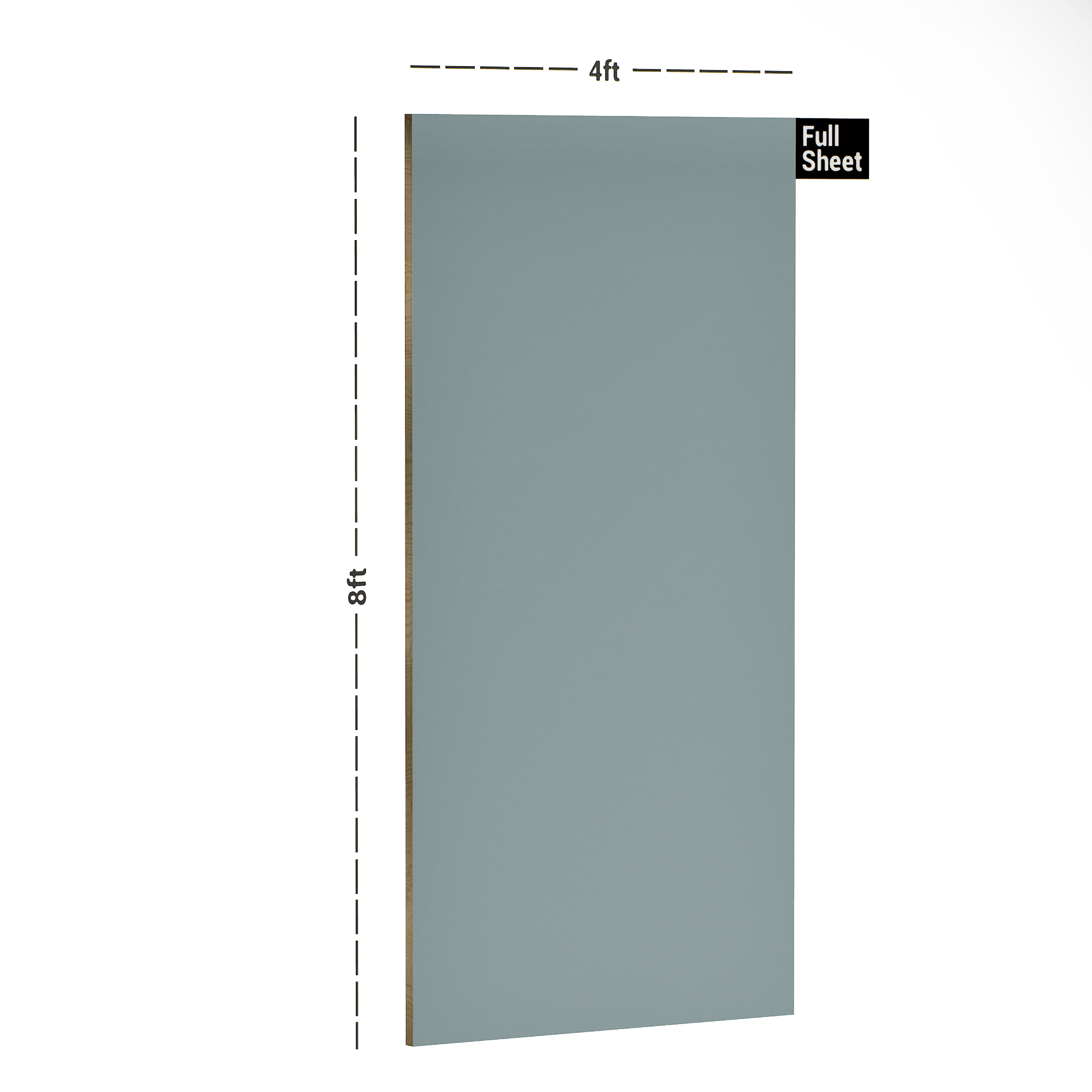 Dimension image of PL 9117 Pinnacle 8 ft x 4 ft Premium Acrylic Laminate - 1.5 mm in an isometric setup | Material Depot