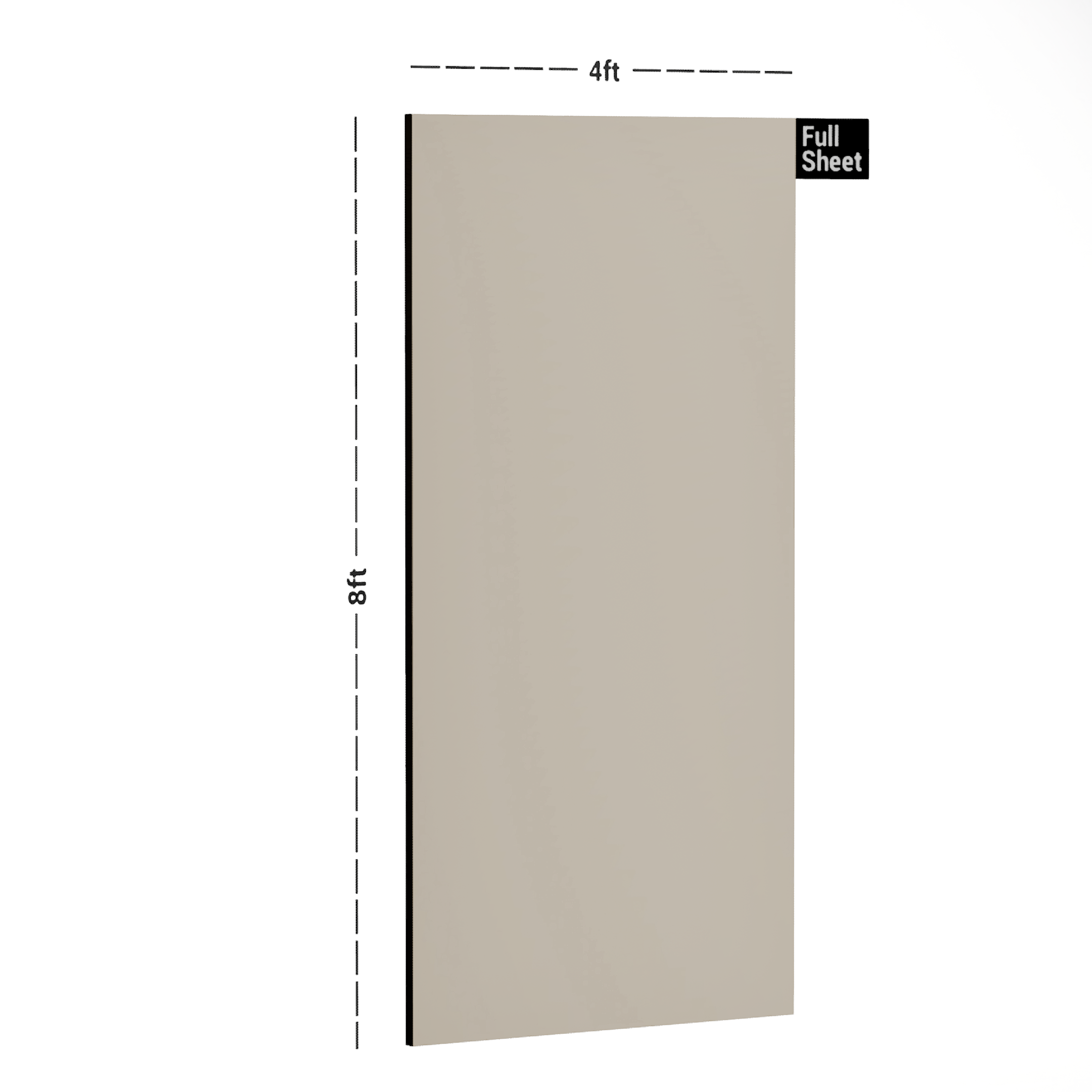 Dimension image of TLM 24 SM 8 ft x 4 ft Super Matte Finish Anti Fingerprint Decorative Laminate - 1 mm in an isometric setup | Material Depot