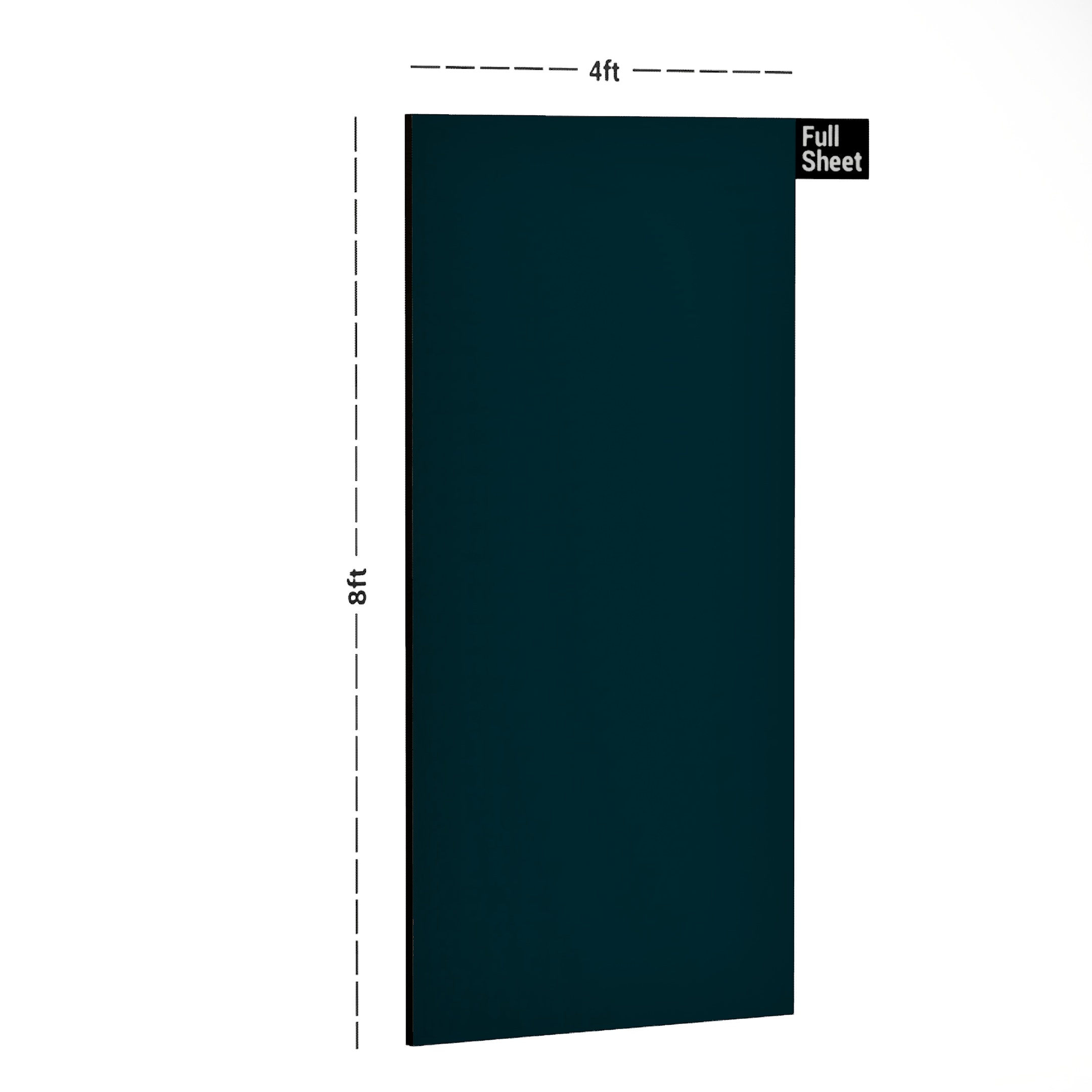 Dimension image of 83248 GL Pacific Blue 8 ft x 4 ft Glossy Finish Liner Laminate - 0.8 mm in an isometric setup | Material Depot