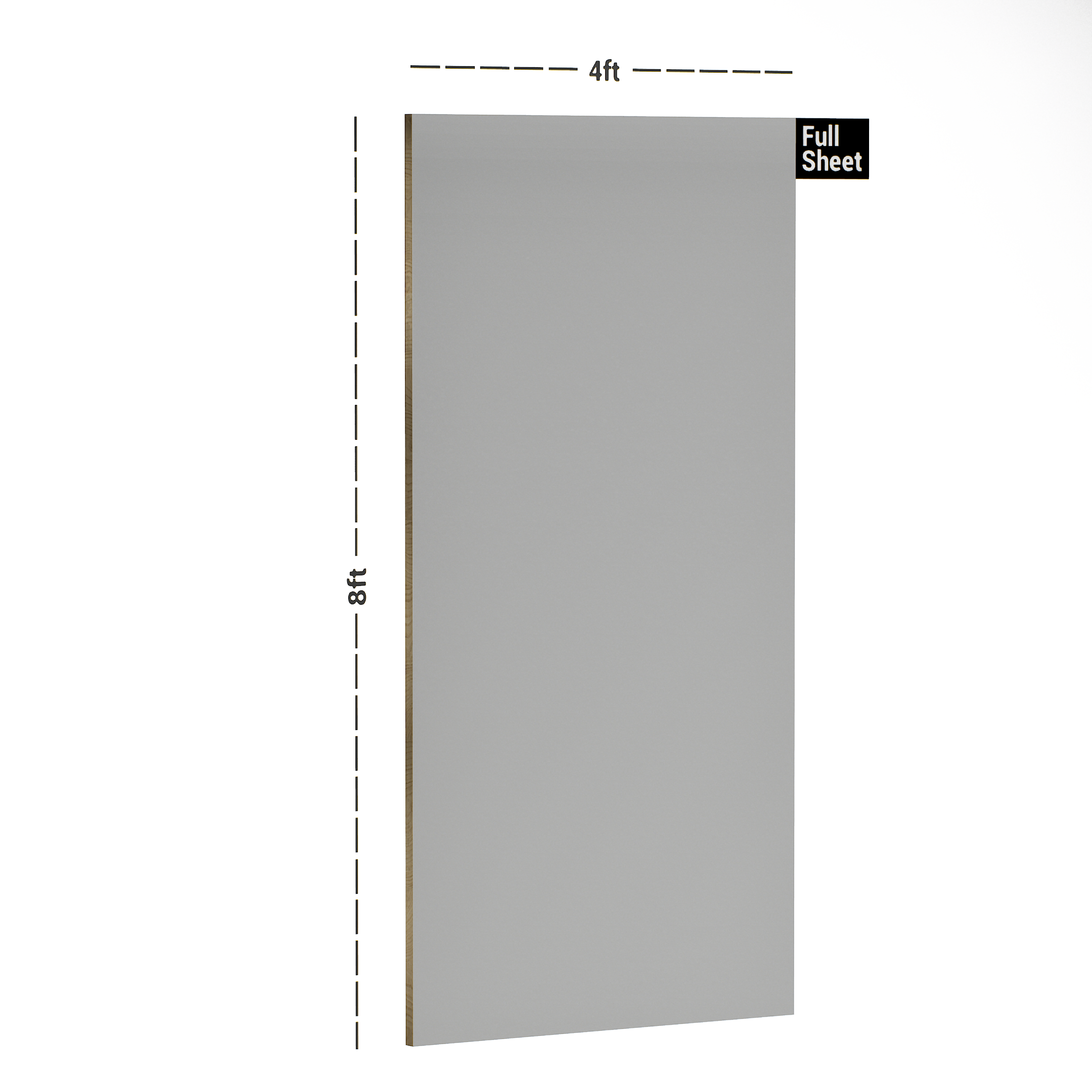 Dimension image of SMT 708 8 ft x 4 ft Matte Finish Decorative Laminate - 0.92 mm in an isometric setup | Material Depot