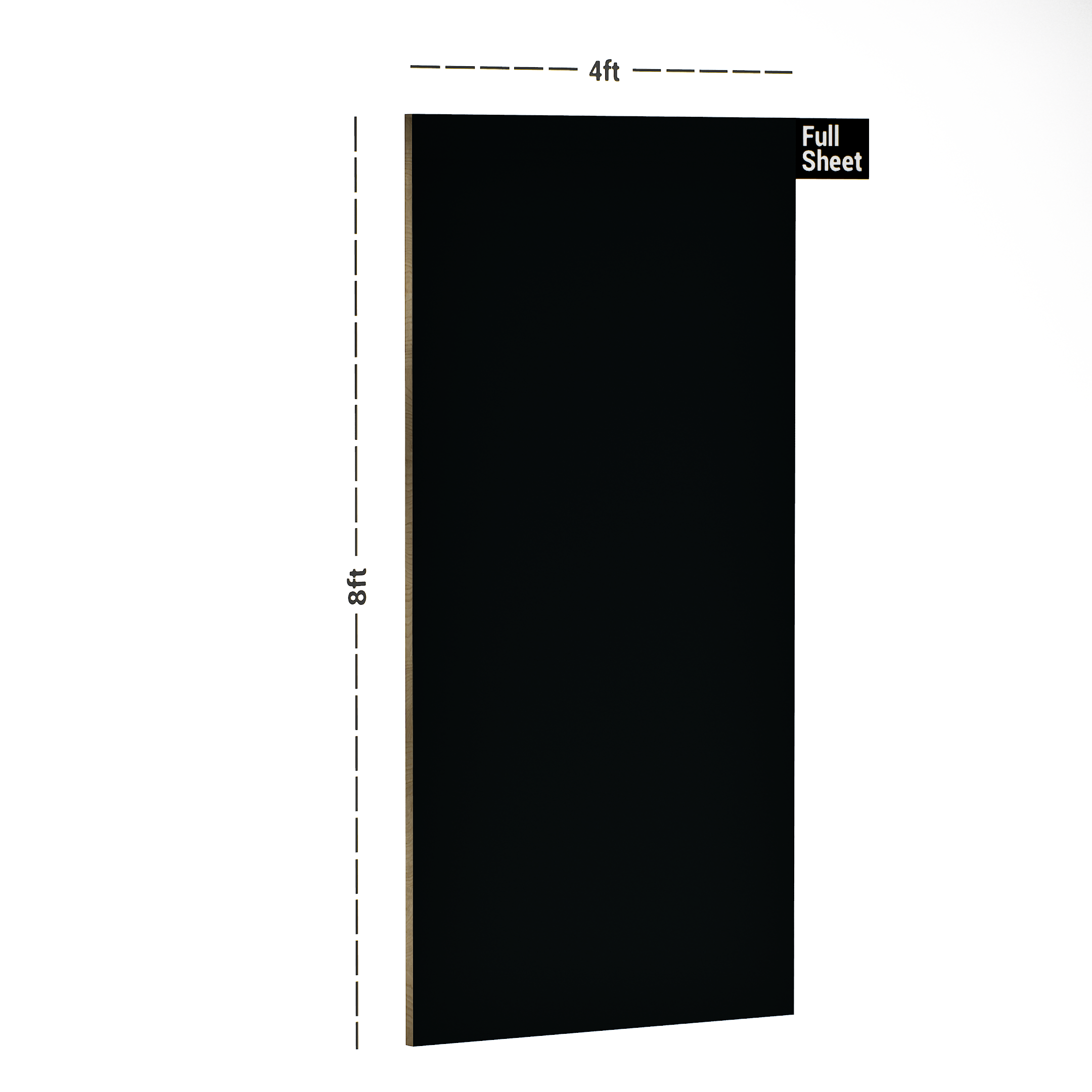 Dimension image of RM 6404 Grey Mirror 8 ft x 4 ft High Gloss Finish 6H Anti Scratch Acrylic Laminate - 1.5 mm in an isometric setup | Material Depot