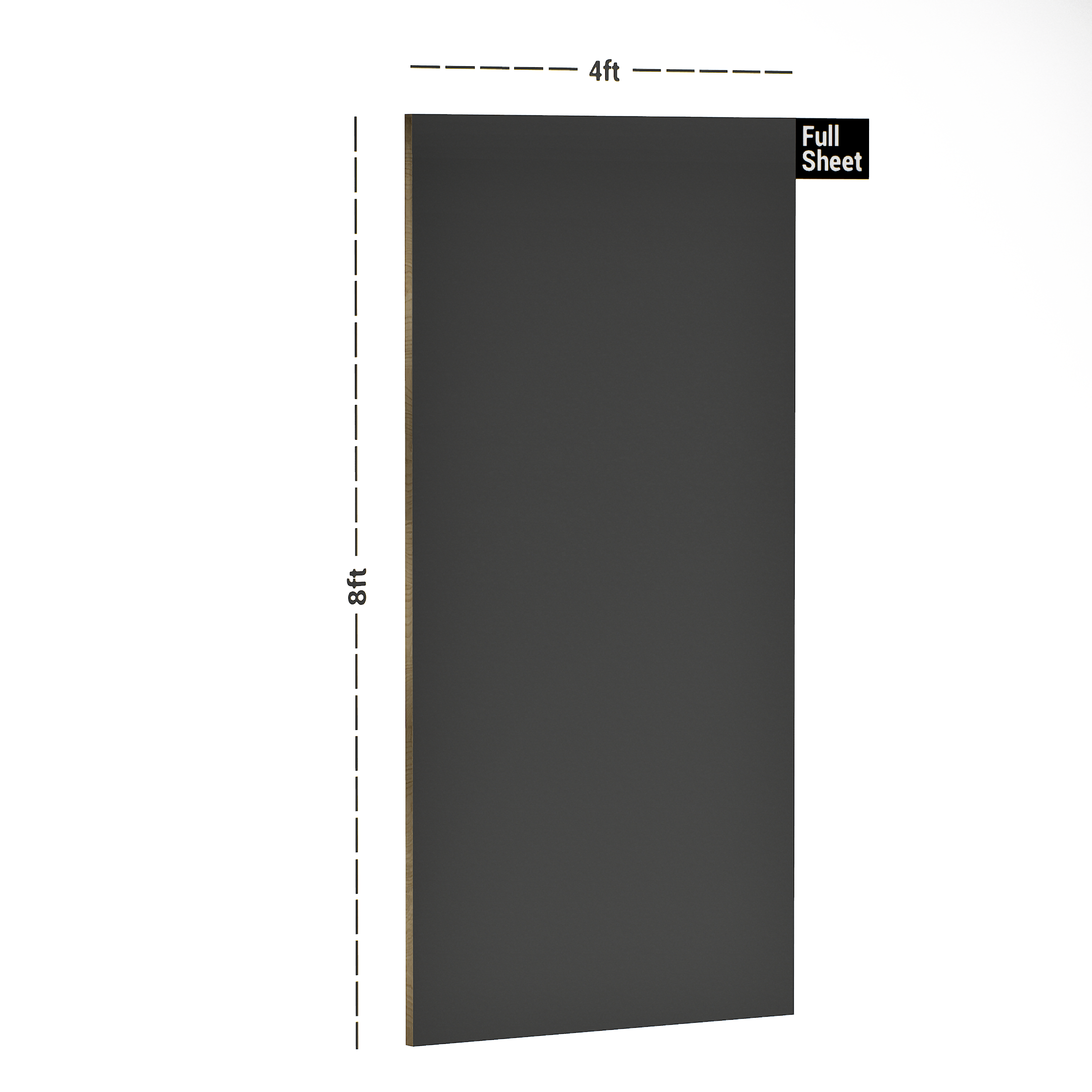 Dimension image of SPR 5103 Sparkling Grey 8 ft x 4 ft High Gloss Finish Decorative Laminate - 1 mm in an isometric setup | Material Depot