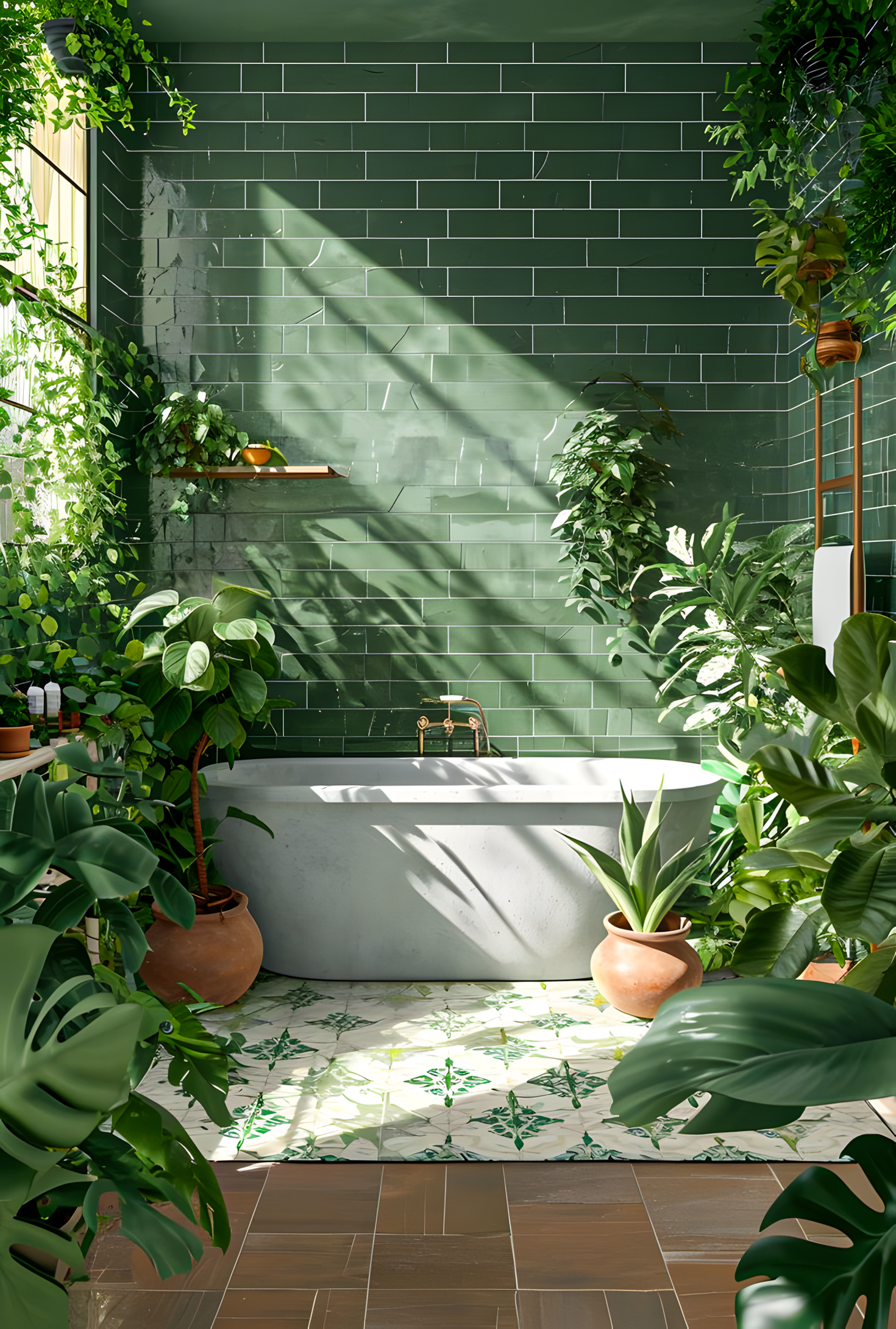 Lush Green Bathroom Oasis | Material Depot