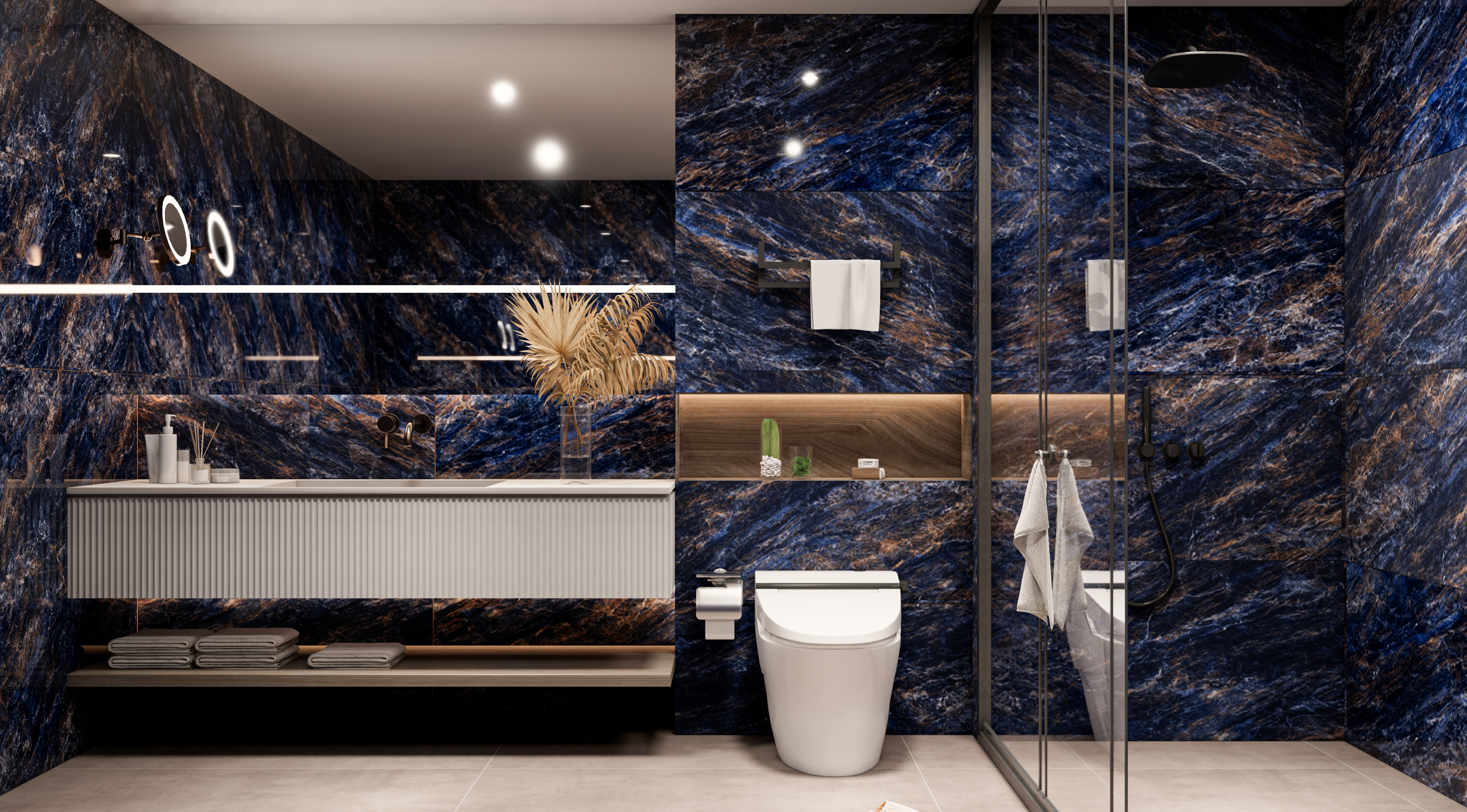 Luxurious Deep Blue Marble Bathroom | Material Depot