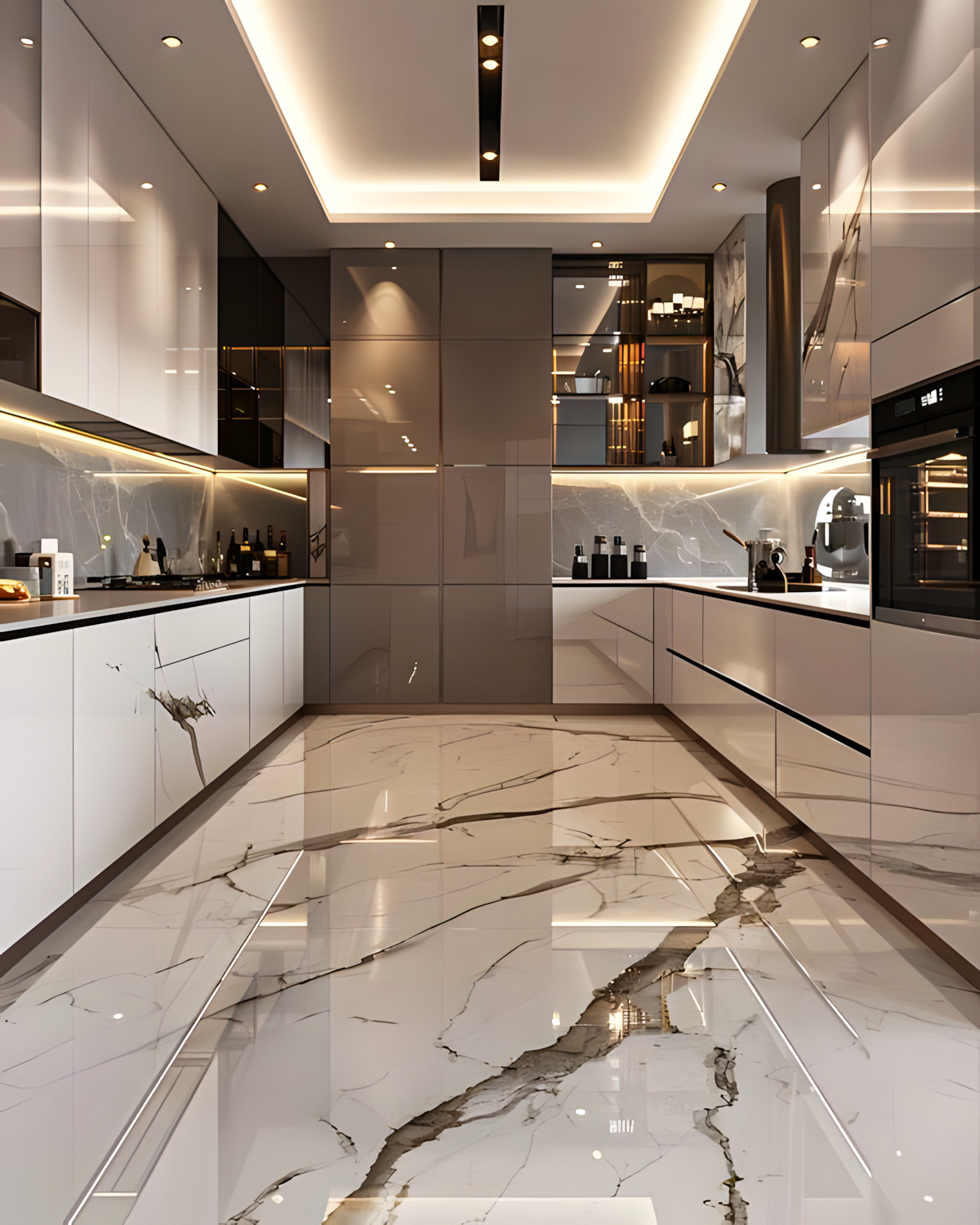 Marble Marvel: Sleek Modern Kitchen with Stunning Floor | Material Depot