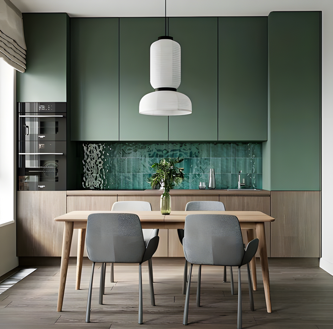 Mid-Century Modern Meets Green Elegance: Form, Functionality, and Open Plan Charm | Material Depot