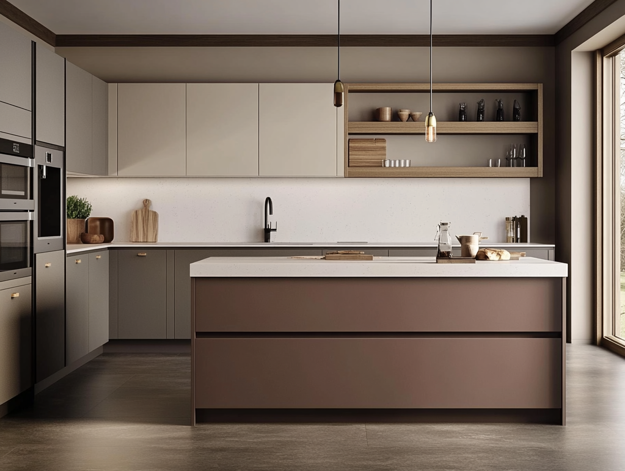 Minimalist Kitchen in Subtle Grey and Warm Brown Tones | Material Depot