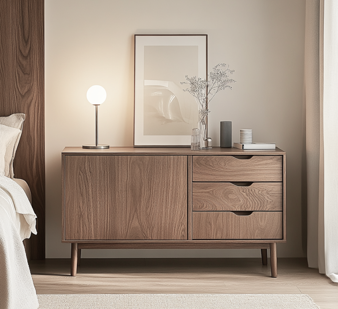 Minimalist Wooden Dresser with Elegant Decor | Material Depot