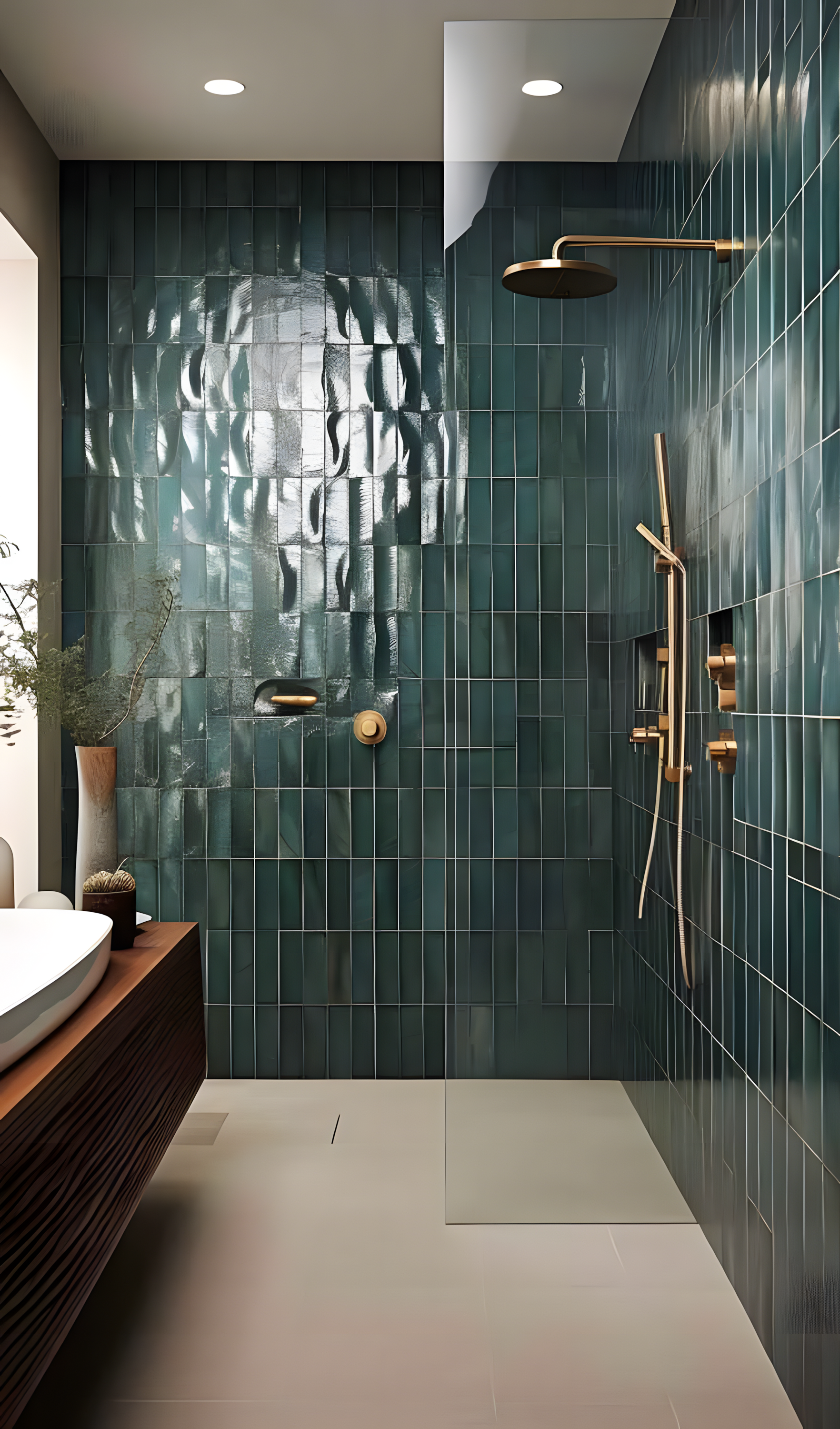 Modern Bathroom with Emerald Green Tiles | Material Depot