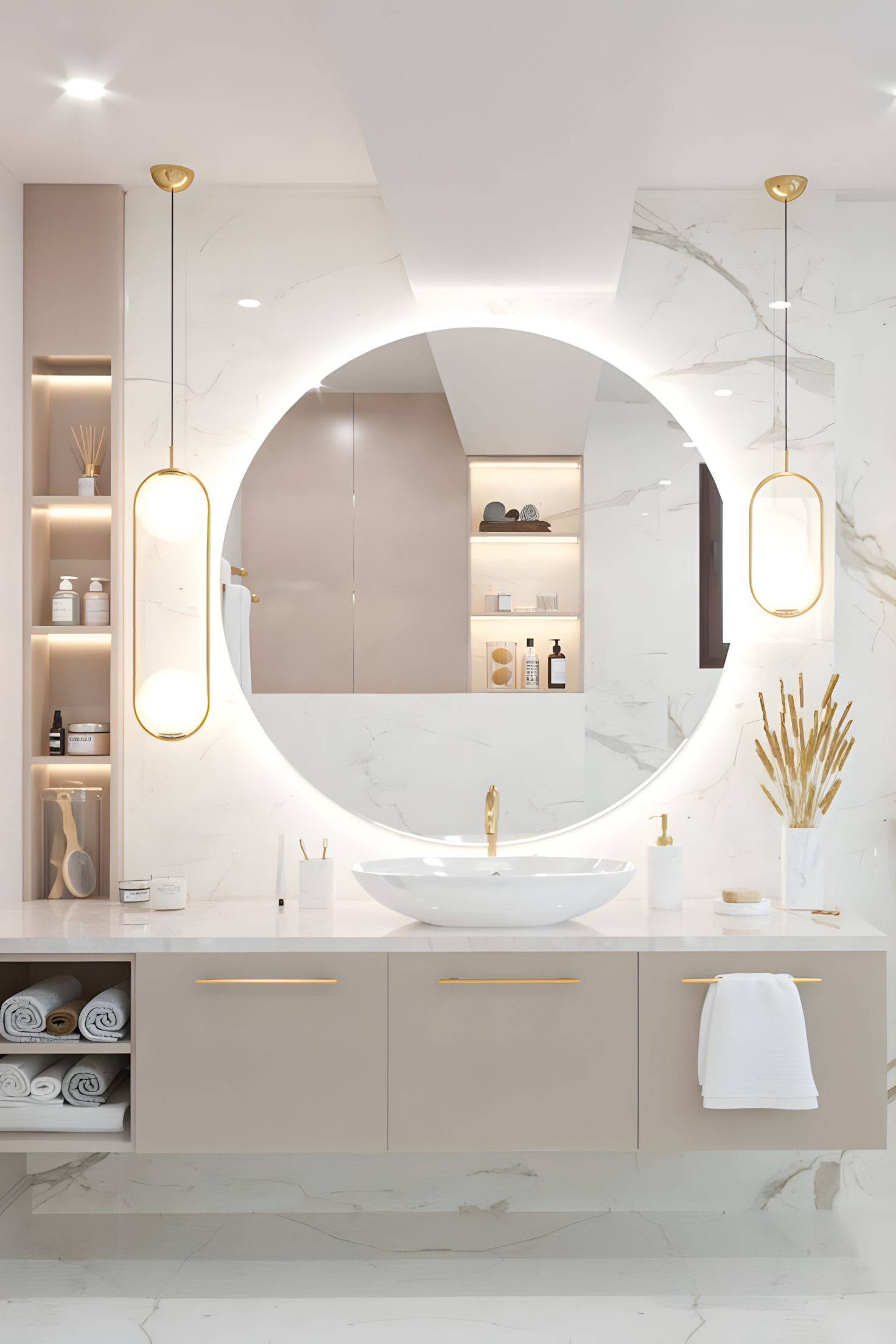 Modern Bathroom with Marble and Laminate Accents | Material Depot