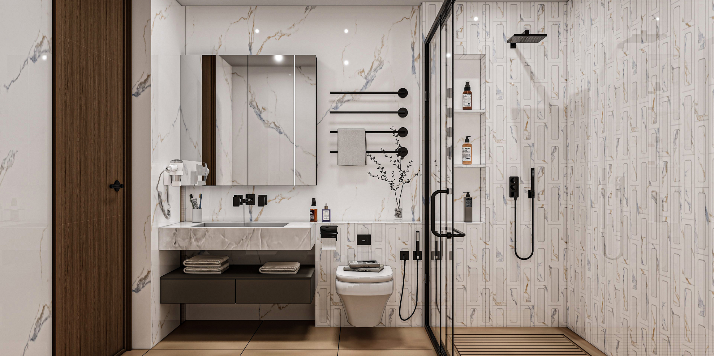 Modern Bathroom with Subtle Geometric Accents | Material Depot