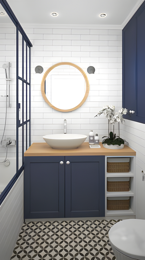 Modern Bathroom with White Subway Tiles | Material Depot