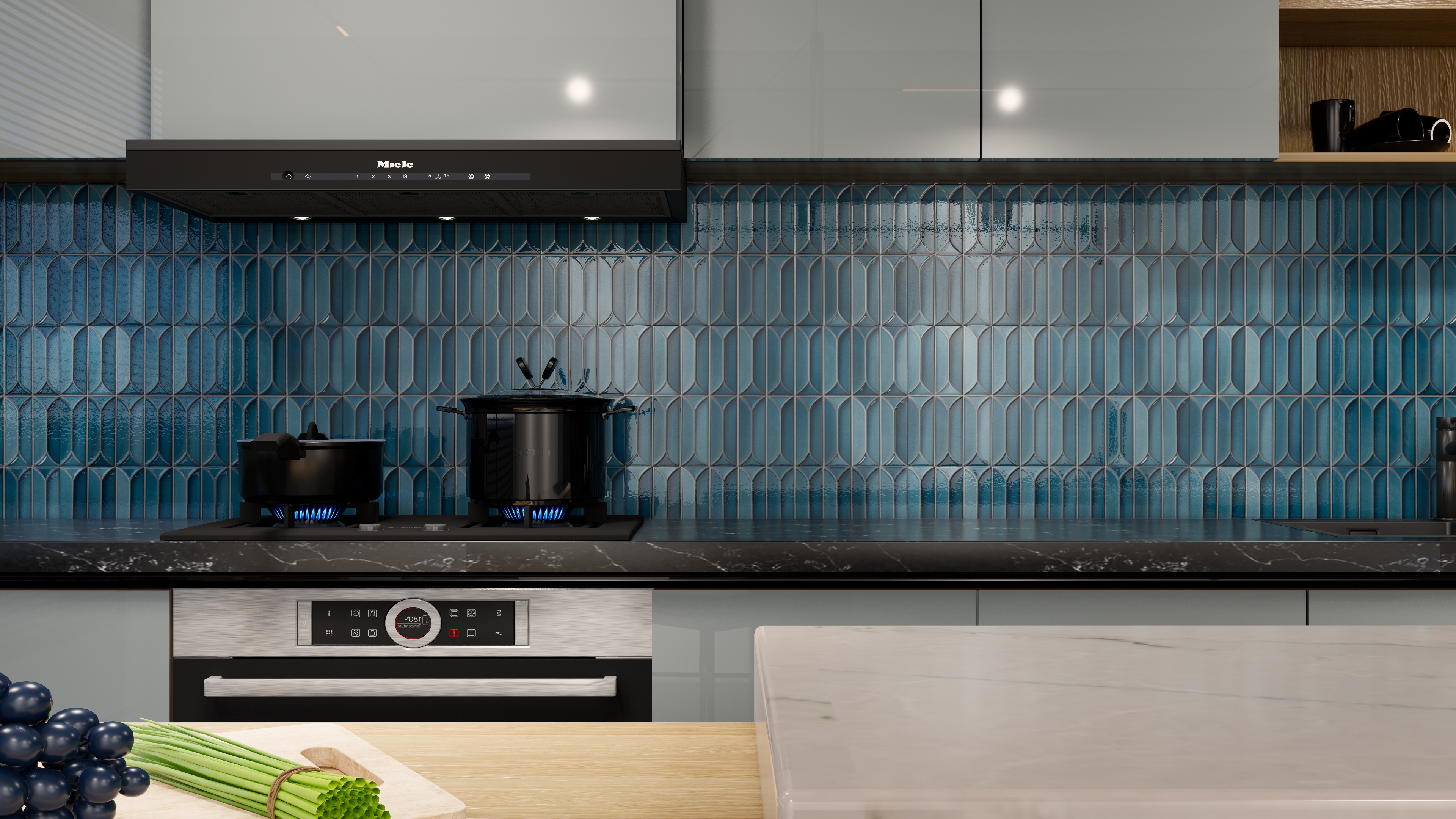 Modern Blue Patterned Kitchen Backsplash Tiles | Material Depot