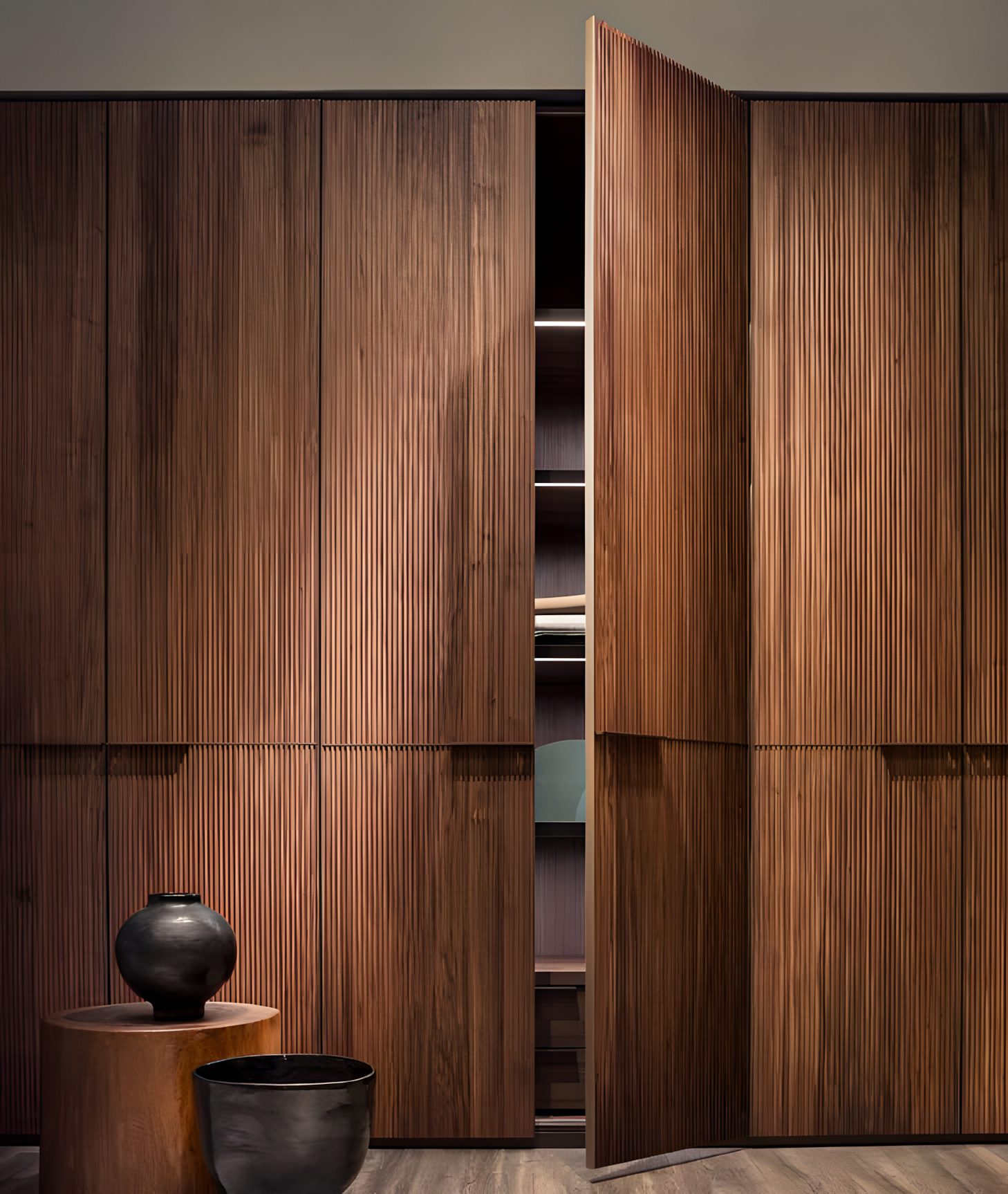 Modern Brown Wardrobe with Wooden Design | Material Depot