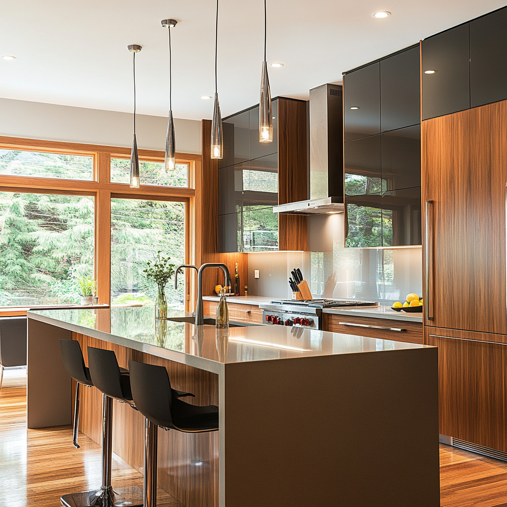 Modern Kitchen Design with Wood Accents and Scenic Views | Material Depot