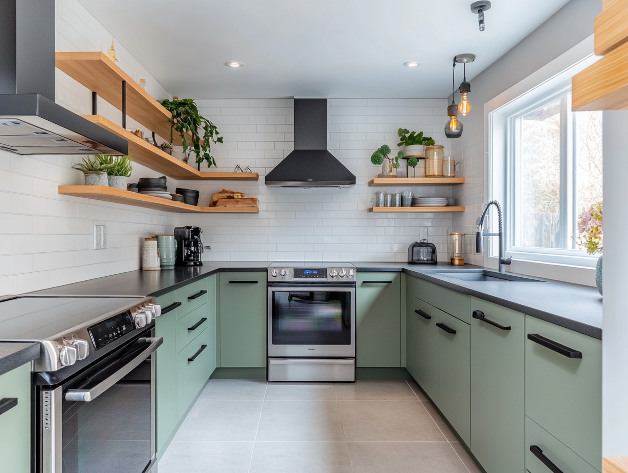 Modern Kitchen with Open Shelving and Minimalist Design | Material Depot