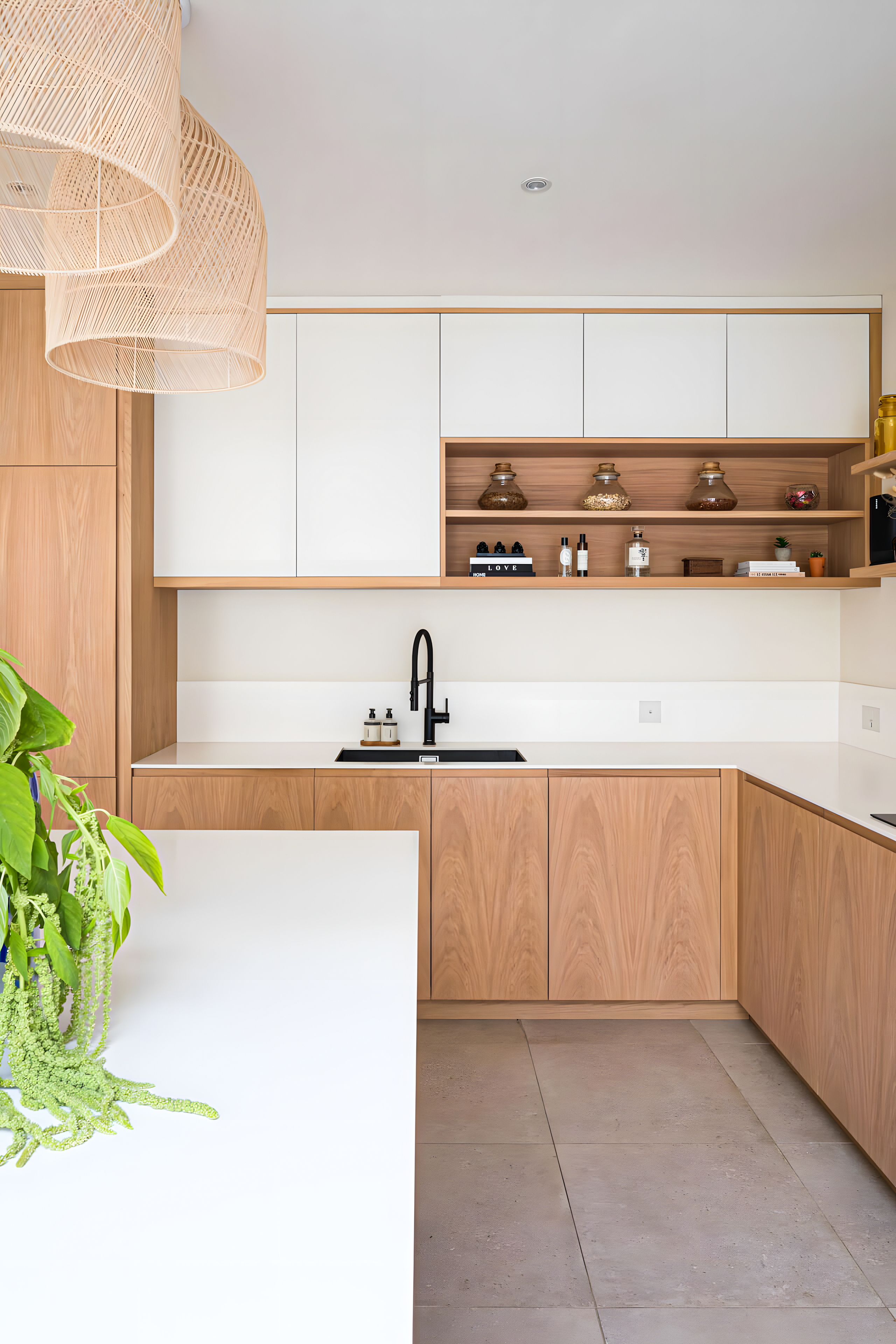 Modern Kitchen with White and Wood Accents | Material Depot