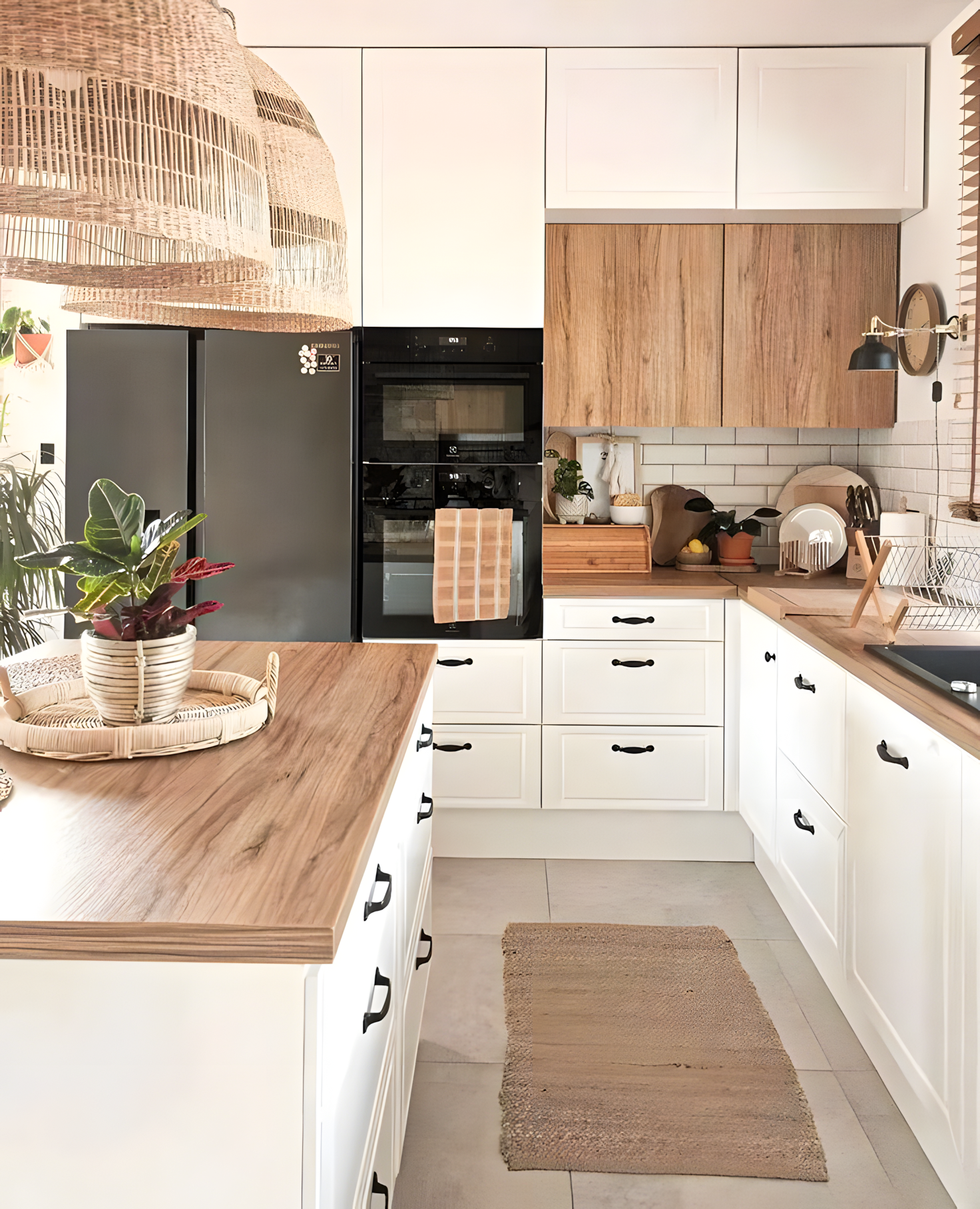 Modern Kitchen with White Cabinets and Wood Accents | Material Depot