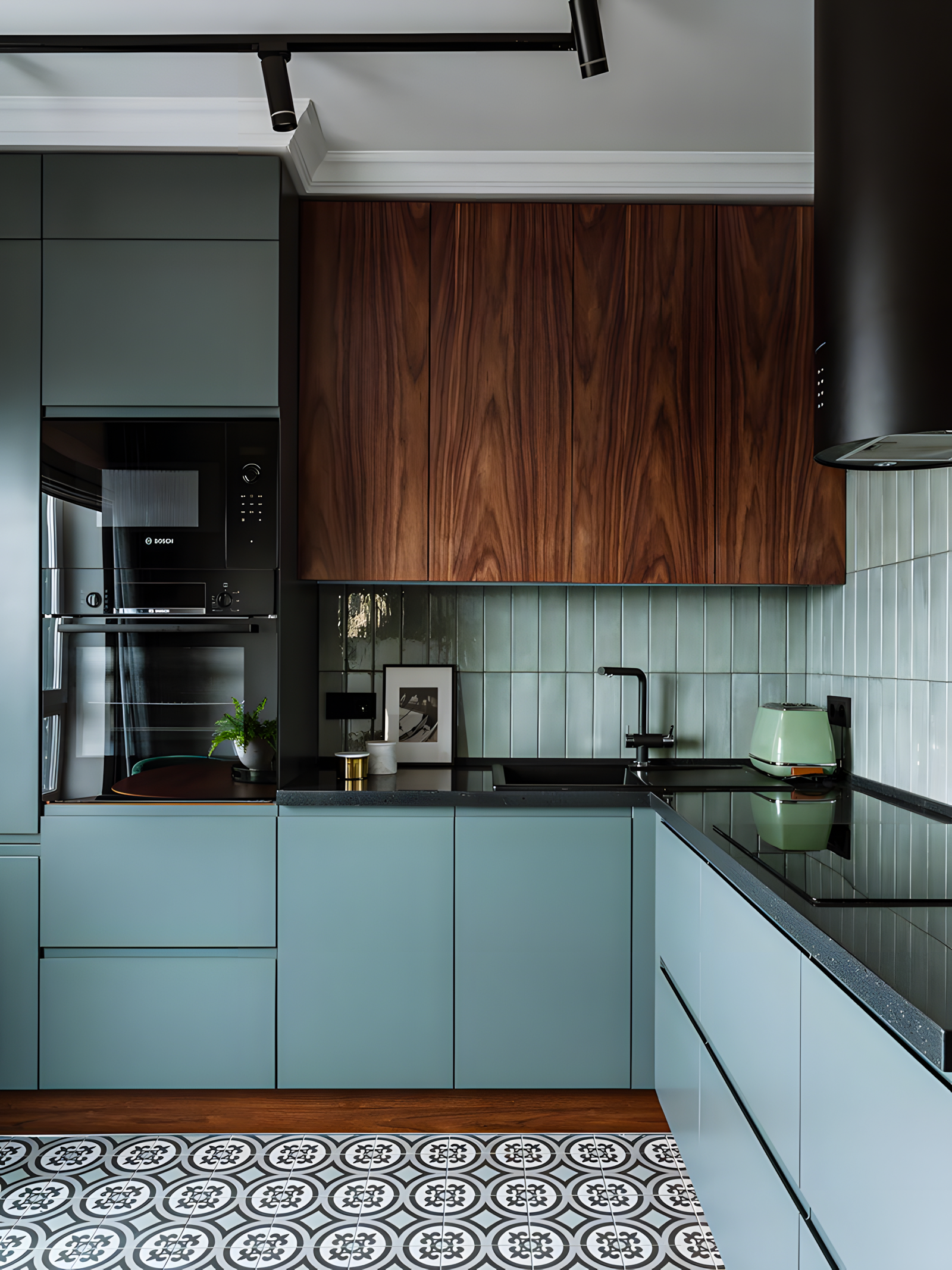 Modern Kitchen With Wood And Matte Finish Laminate Cabinets | Material Depot