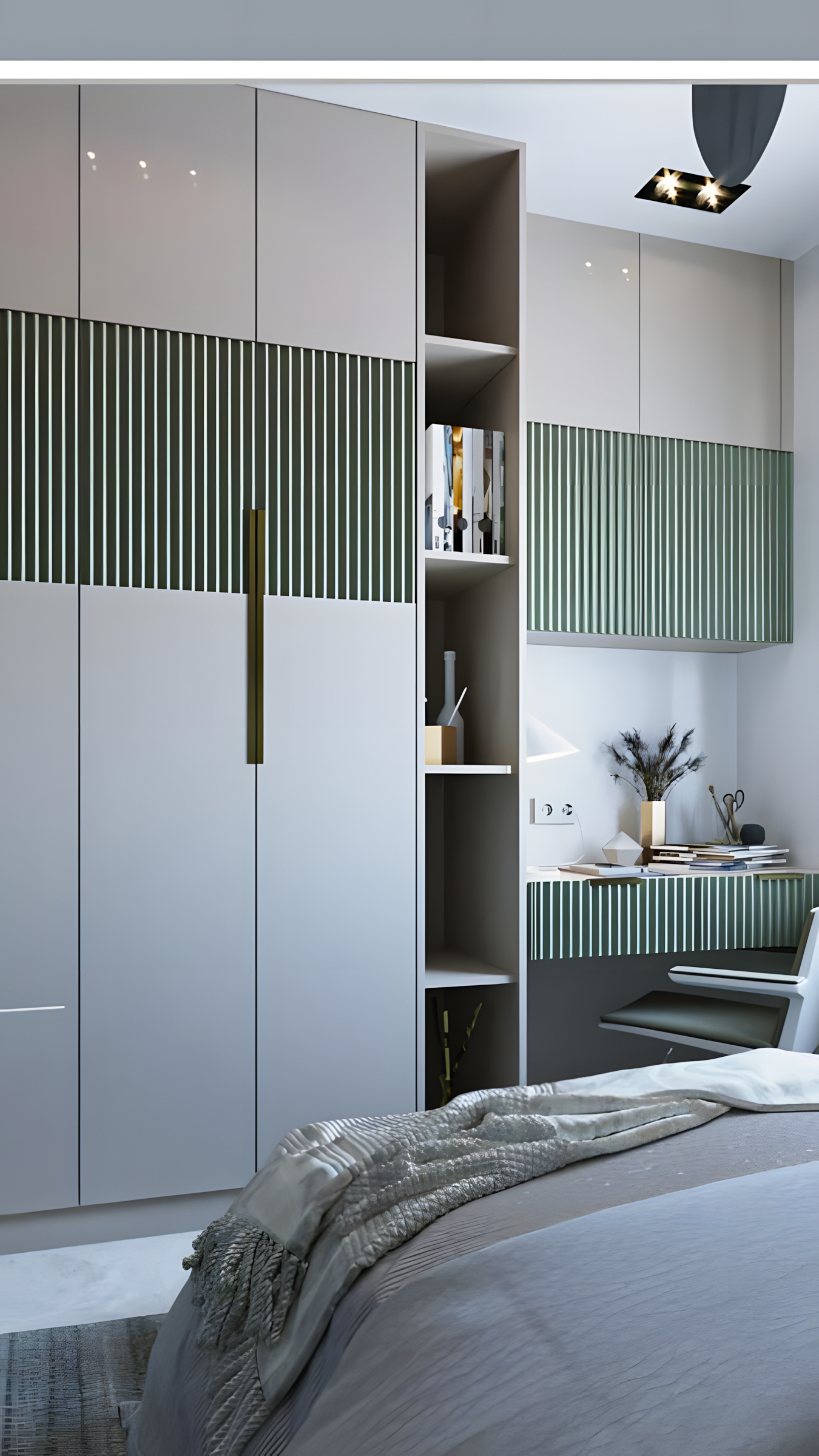 Modern Minimalist Wardrobe with Green Accents | Material Depot