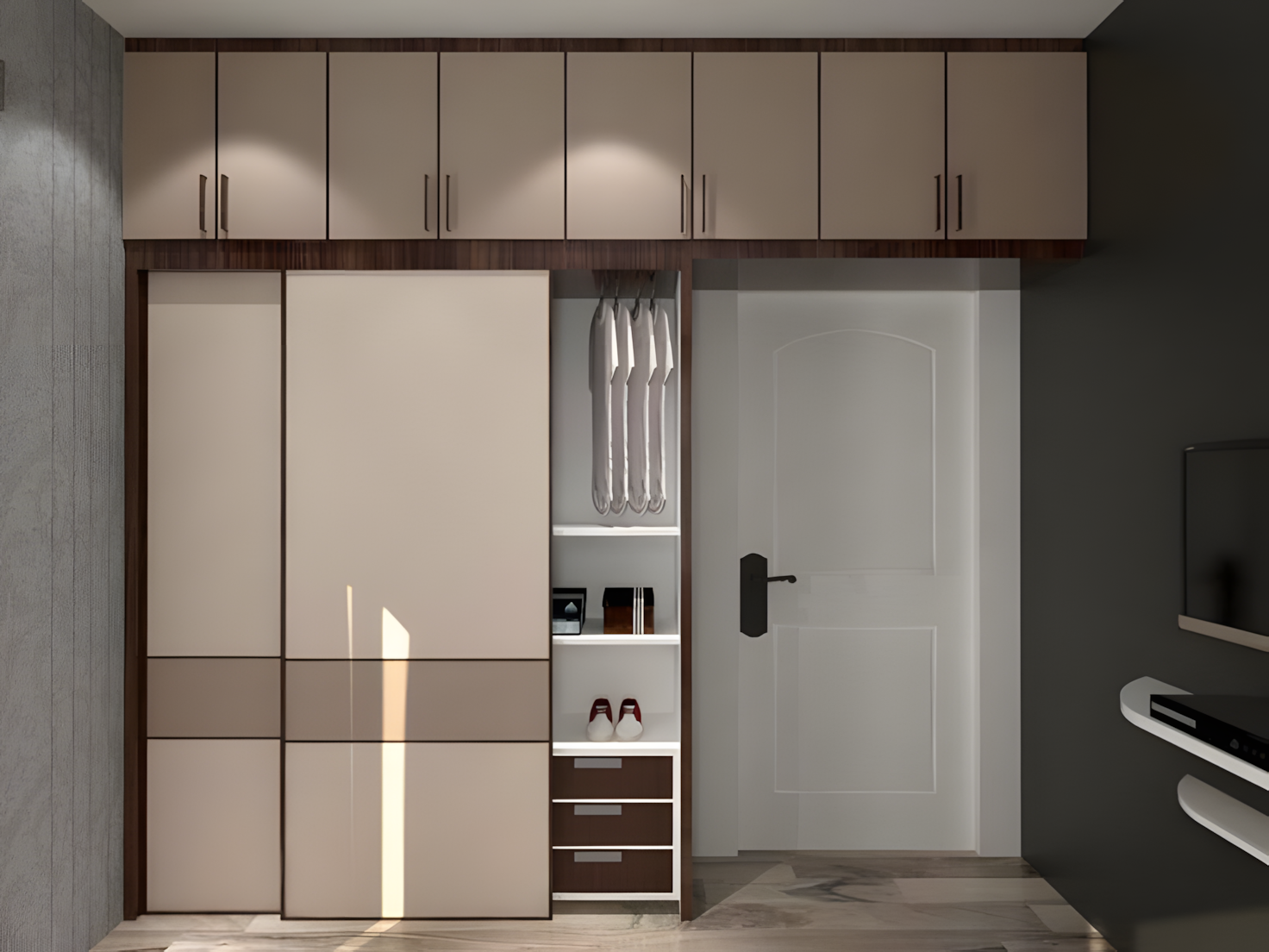 
Modern Sliding Door Wardrobe in glossy finish | Material Depot