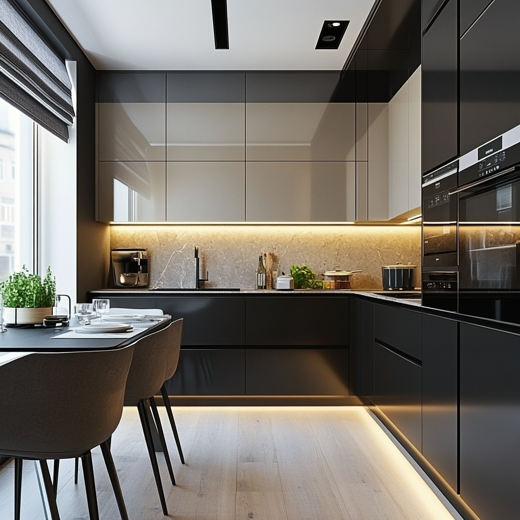 Monochromatic Black and White Kitchen with Industrial Touch | Material Depot