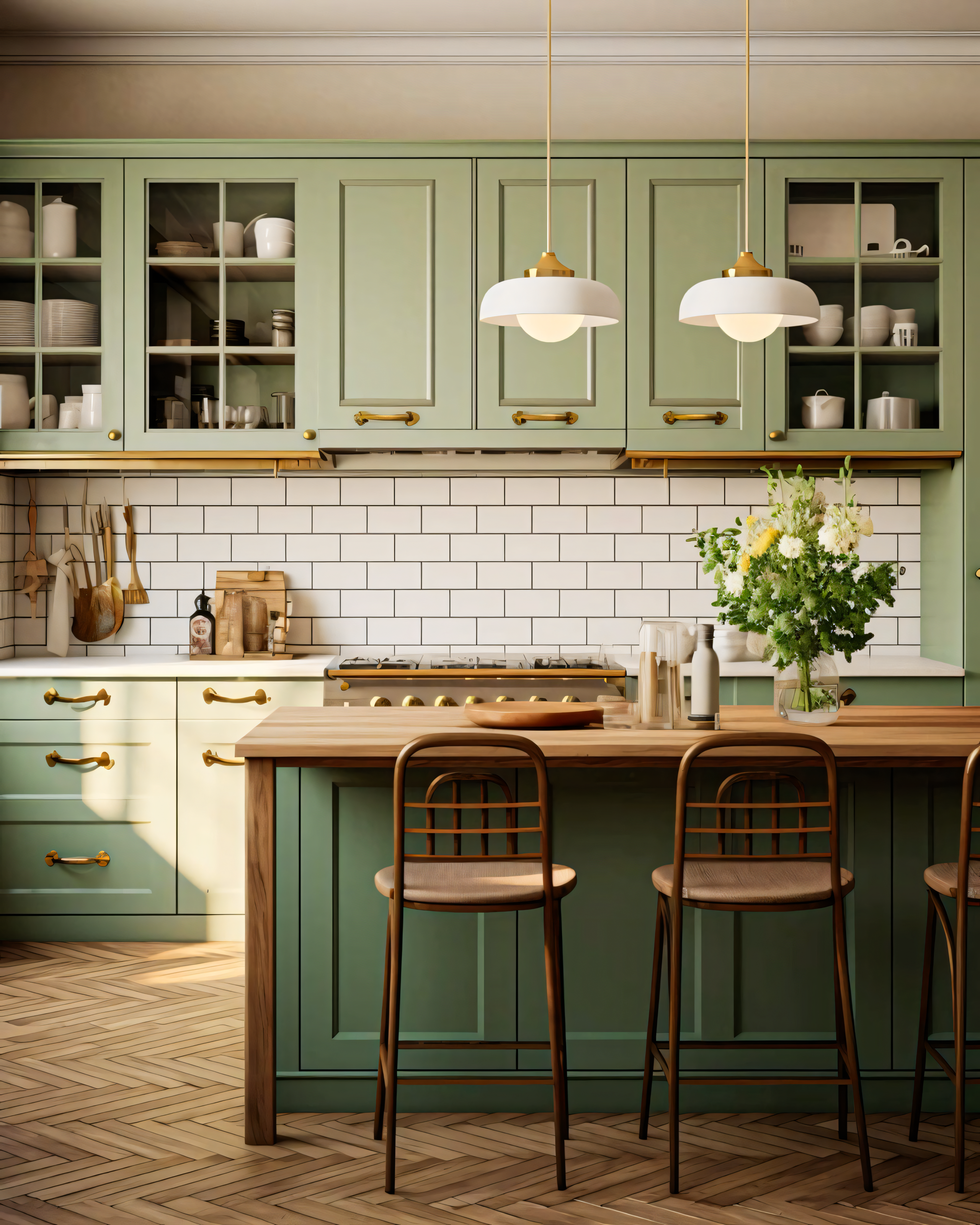 Nordic Charm: Scandinavian Kitchen with Green Cabinetry | Material Depot