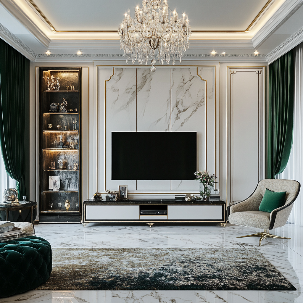 Opulent Elegance: A Classic Living Room with Marble Accents | Material Depot