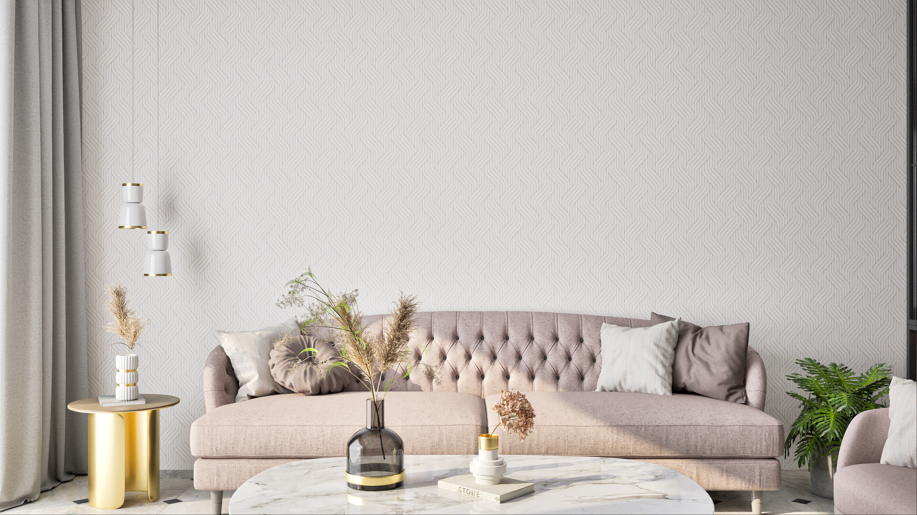 Pastel Living Room with Textured Accent Wall and Elegant Decor | Material Depot