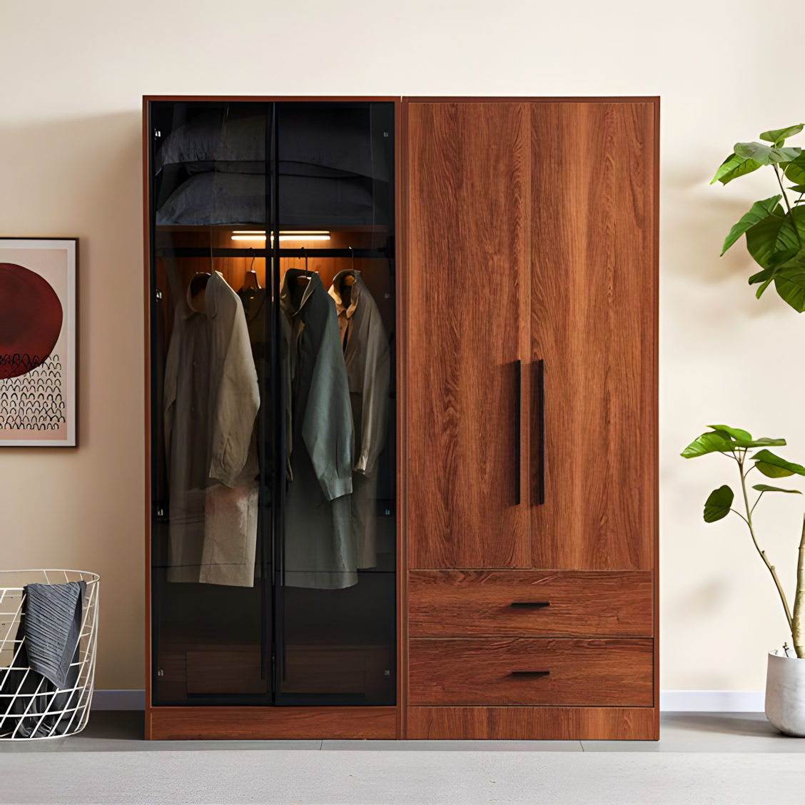 Rattan-Paneled Wardrobe and Glass Doors | Material Depot