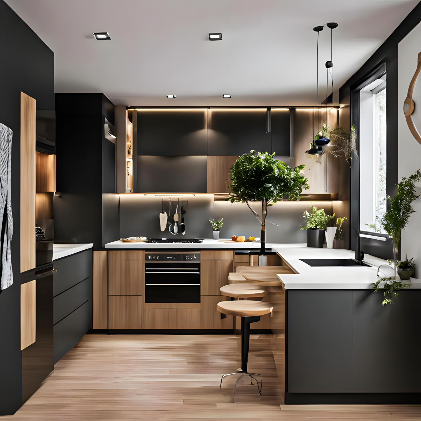 Sleek and Modern Kitchen with Dark Accents | Material Depot