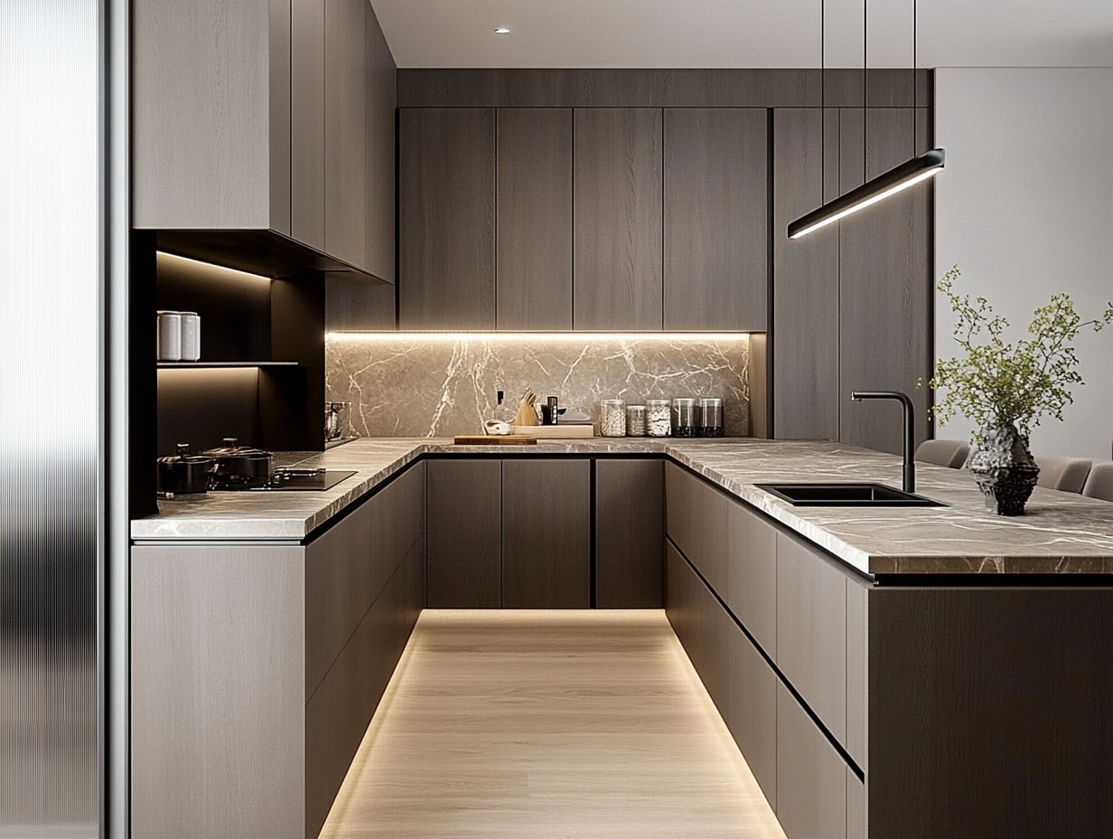 Sleek Modern Kitchen Design Featuring High-Gloss Cabinetry and Minimalist Aesthetics | Material Depot