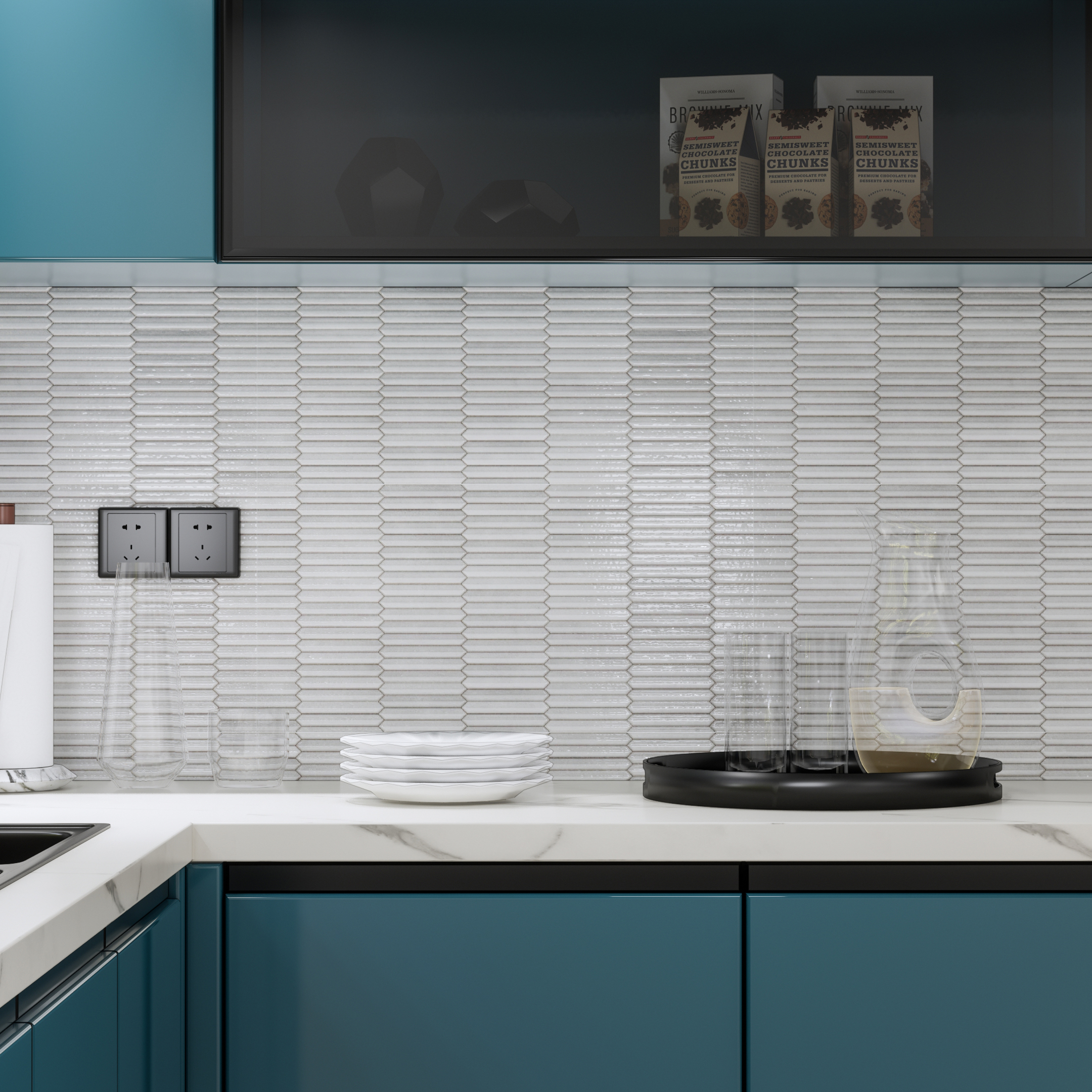 Sleek White Textured Backsplash in a Modern Kitchen | Material Depot