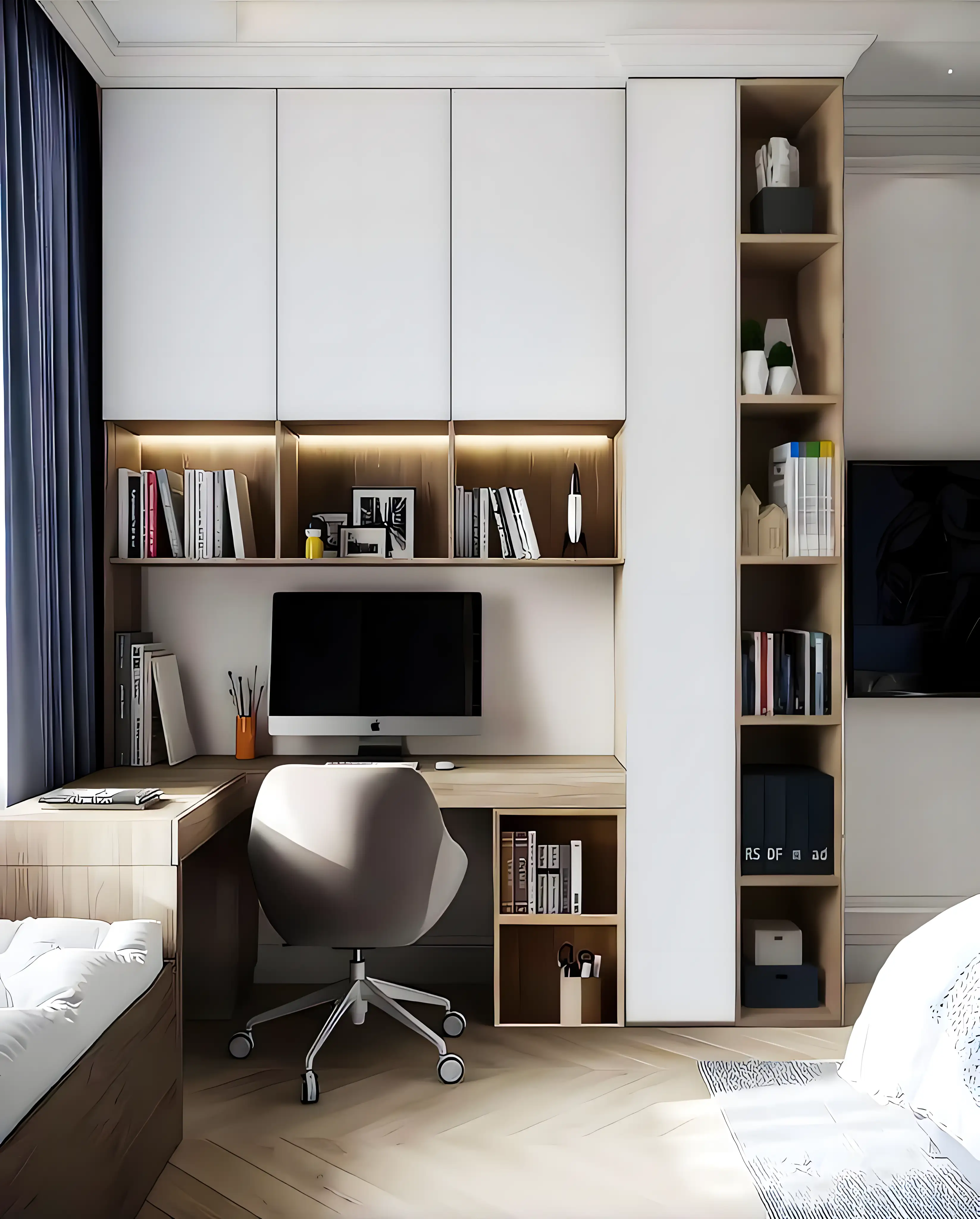 Study Room With Modular White Laminate | Material Depot