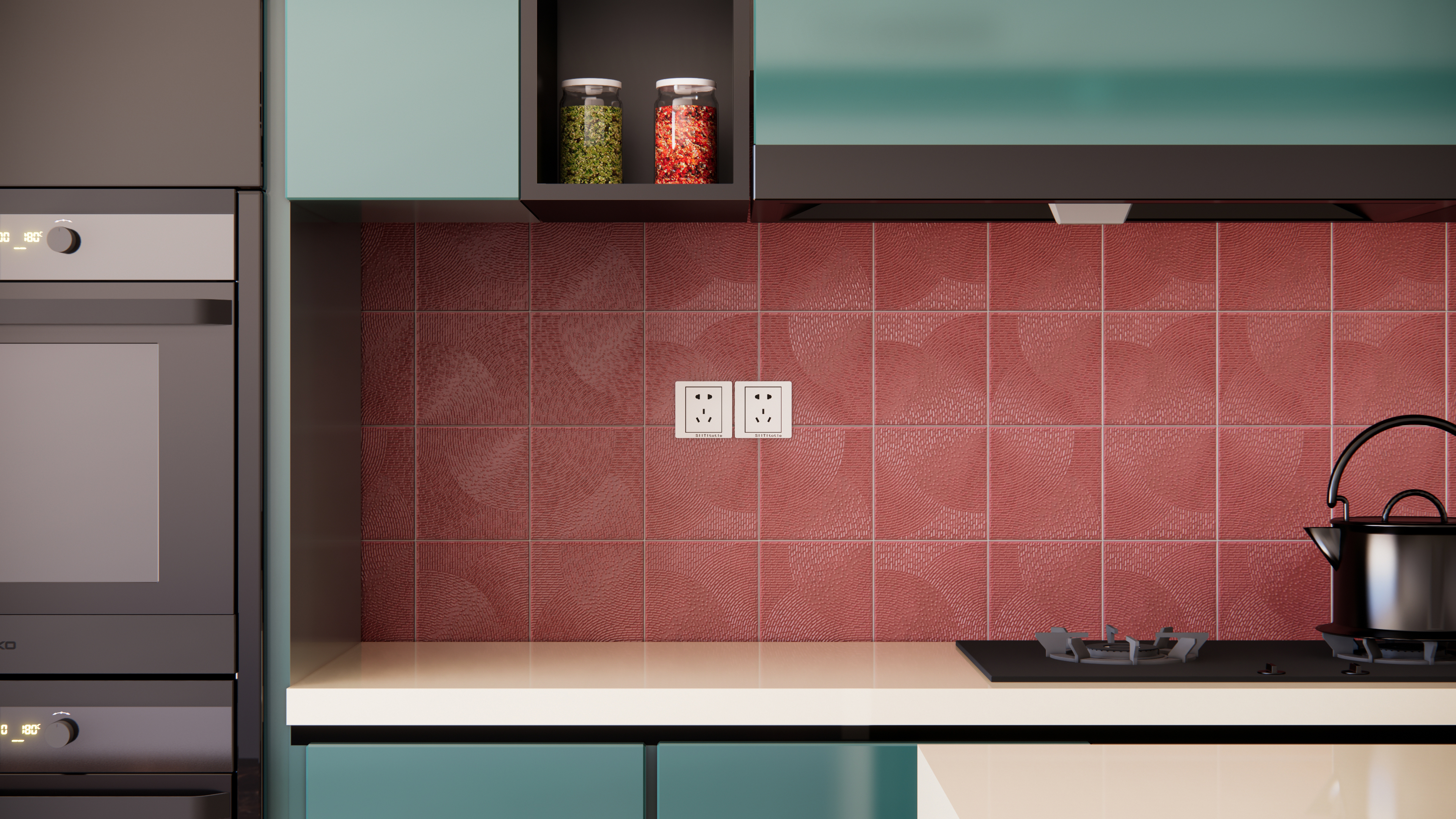 Textured Red Ceramic Tiles for a Bold Kitchen Backsplash | Material Depot