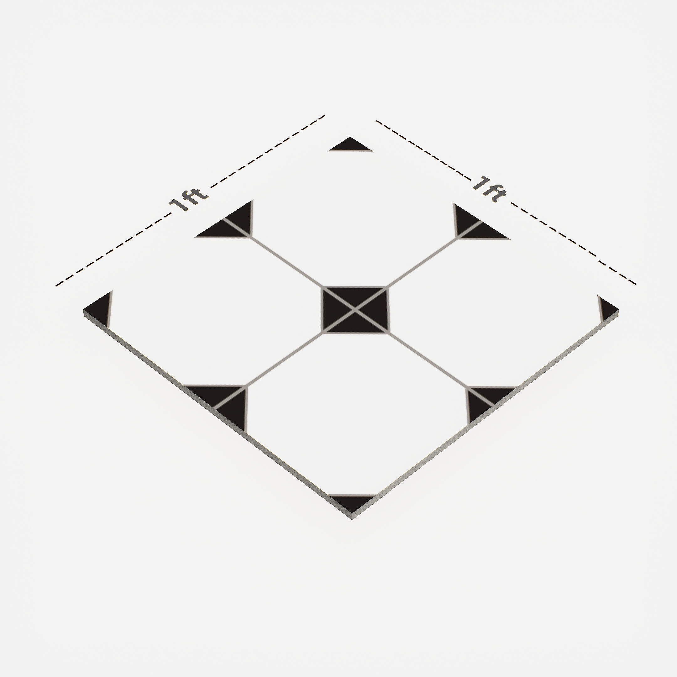 Dimension image of TL 00202 C Pattern 3 Black & White 300 mm x 300 mm Floor & Wall Tile - 9.5 mm | Material Depot