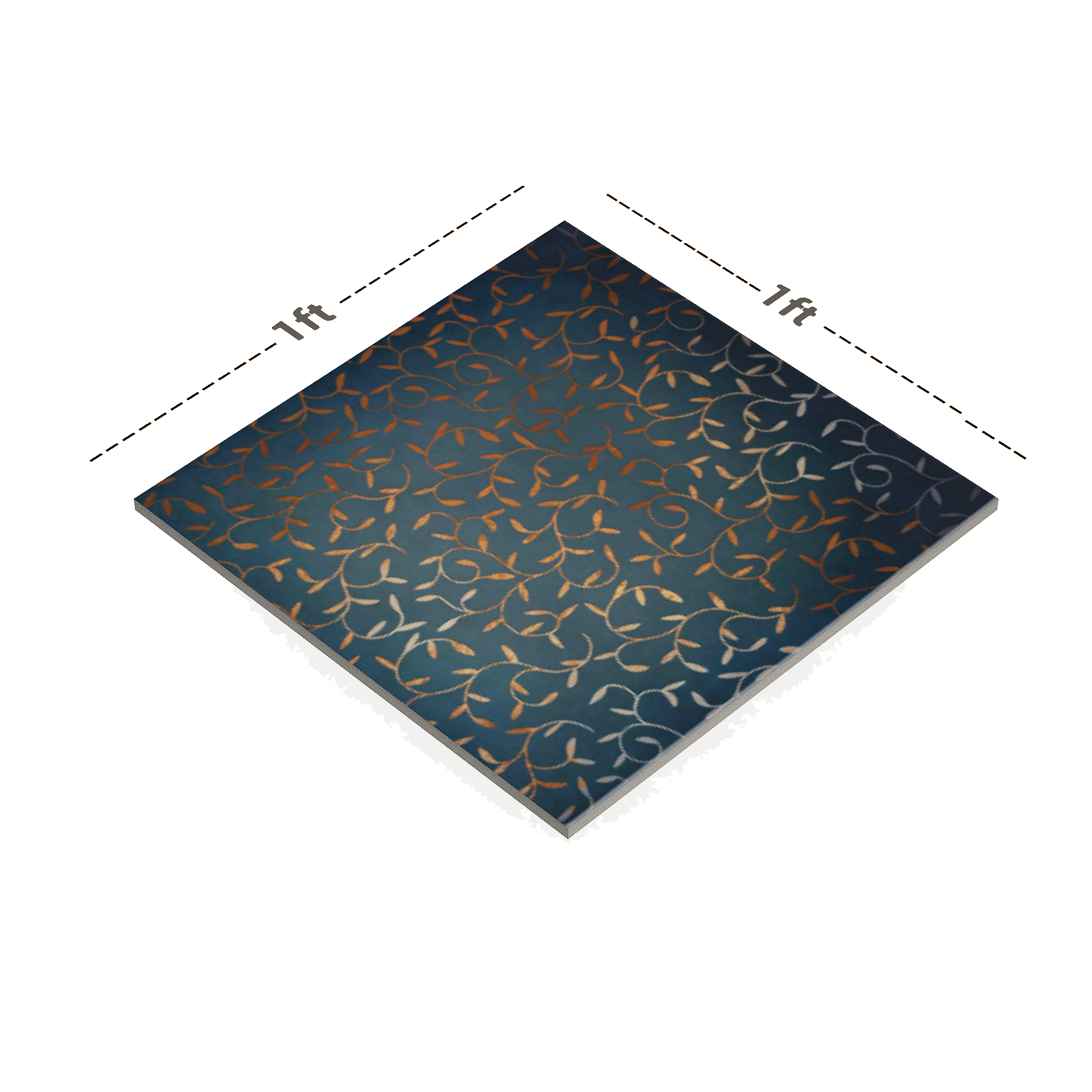 Dimension image of TL 00214 A Pattern 1 Goldy Blue 300 mm x 300 mm Wall Tile - 9.5 mm | Material Depot